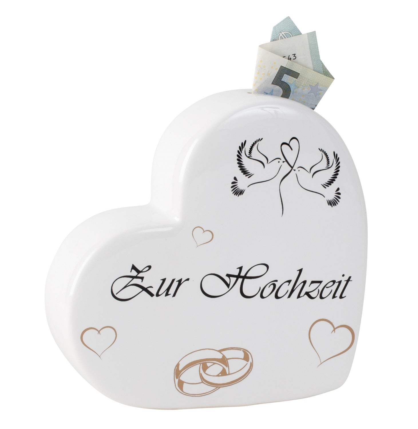 Moderne Spardose Sparschwein in Form eines Herzens für Hochzeit aus Ke – Lifestyle & More