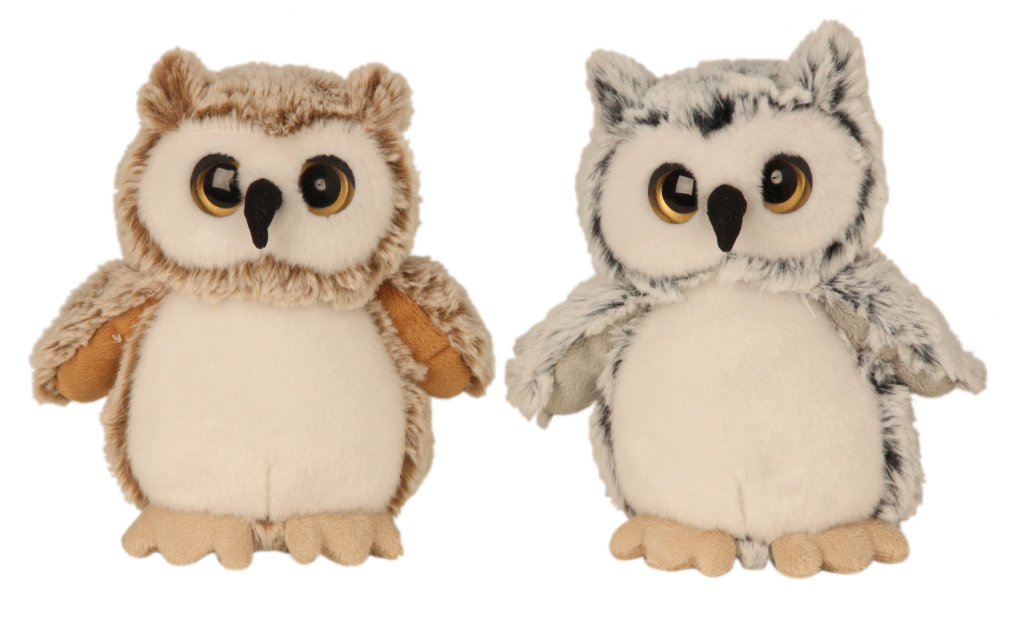 Cuddly soft owl plush toys, set of 2, height 17 cm