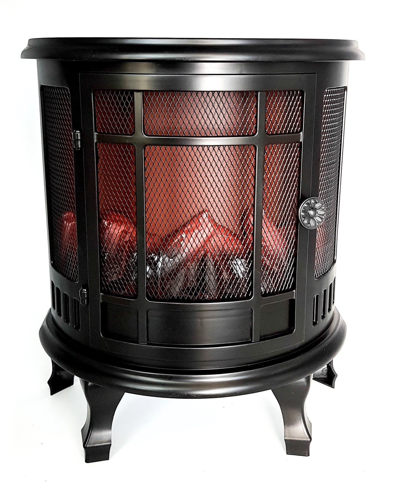 LED freestanding fireplace LED lantern black made of plastic 30x35 cm