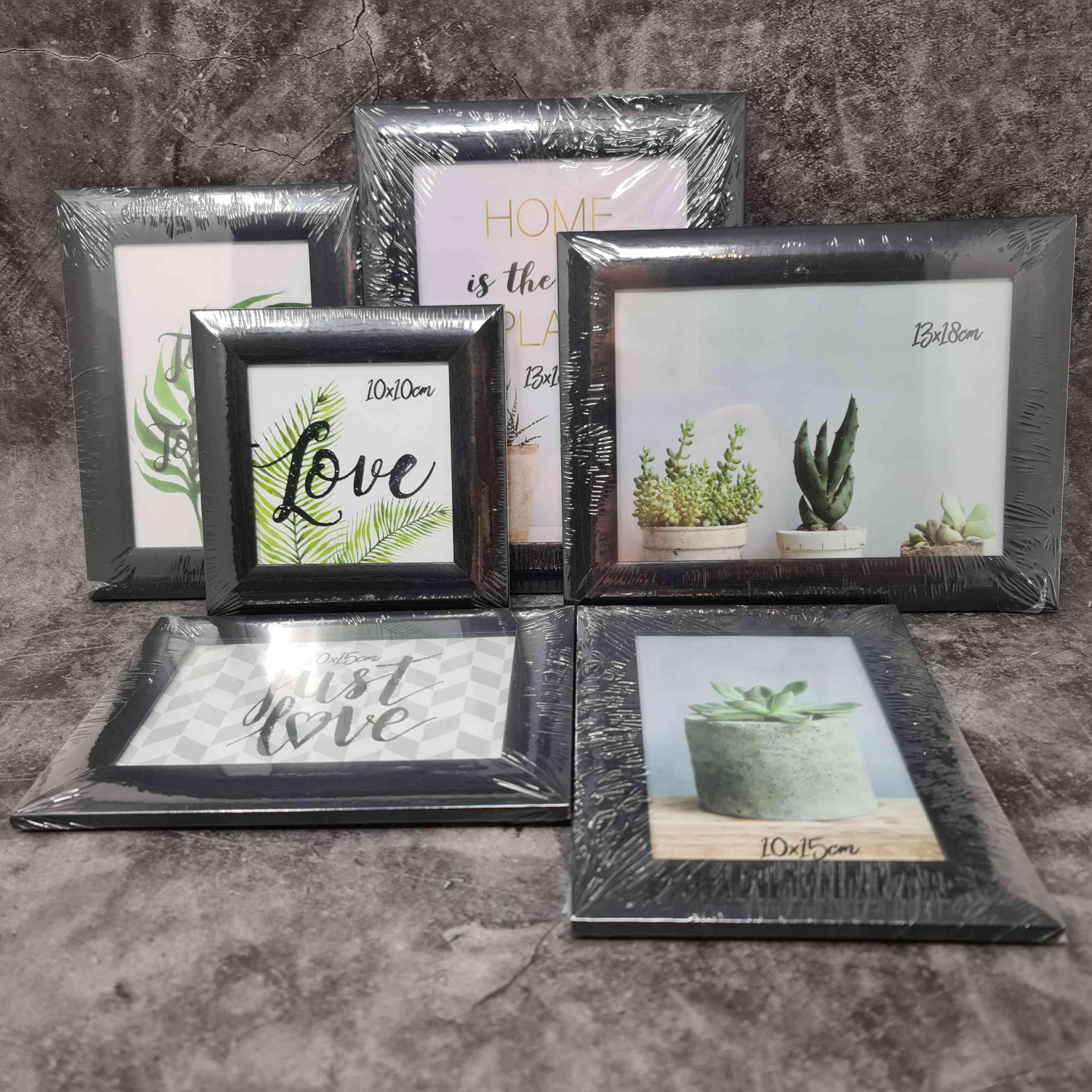 Modern picture frame photo frame set 6 pieces for standing and hanging including gift box black