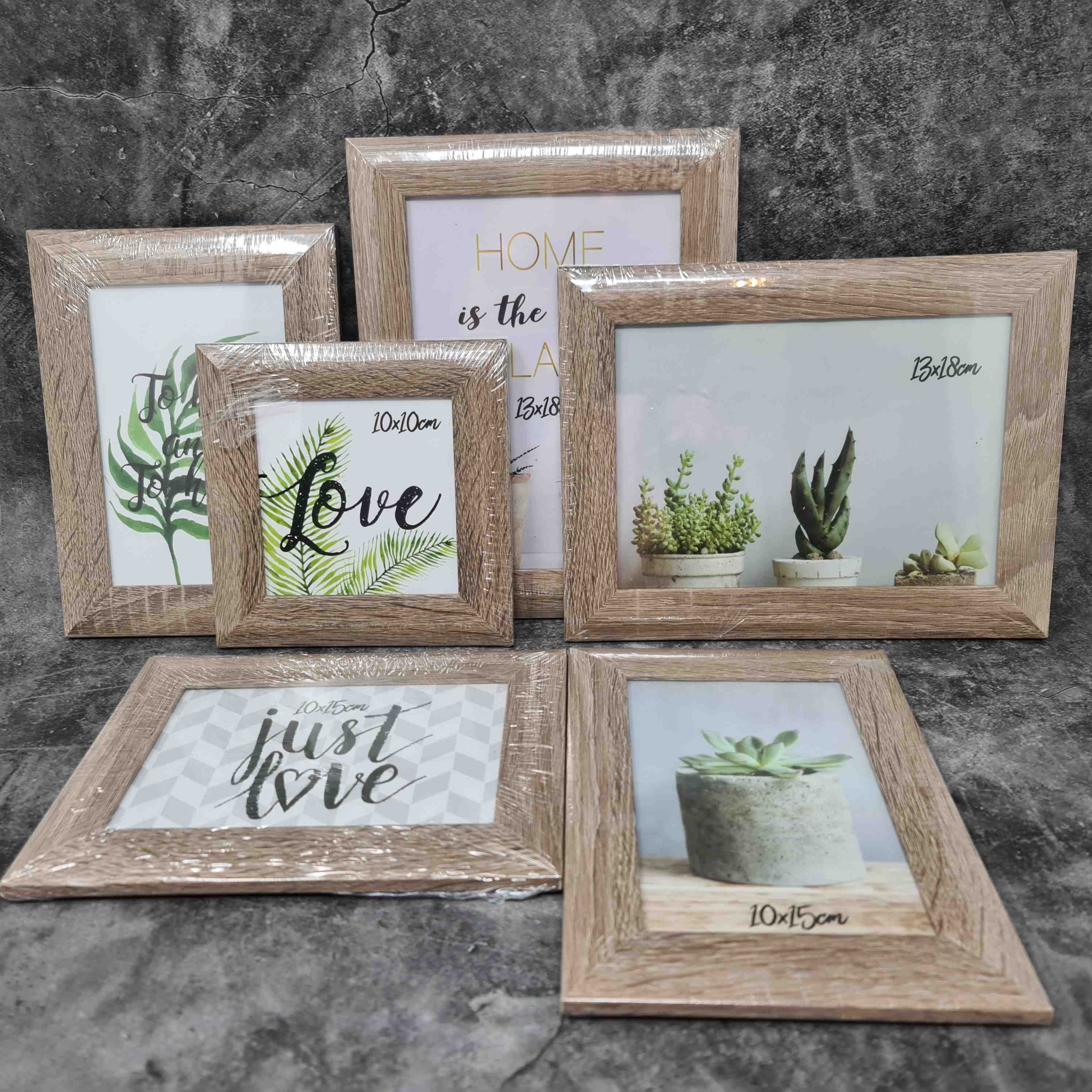 Modern picture frame photo frame set 6 pieces for standing and hanging including gift box brown