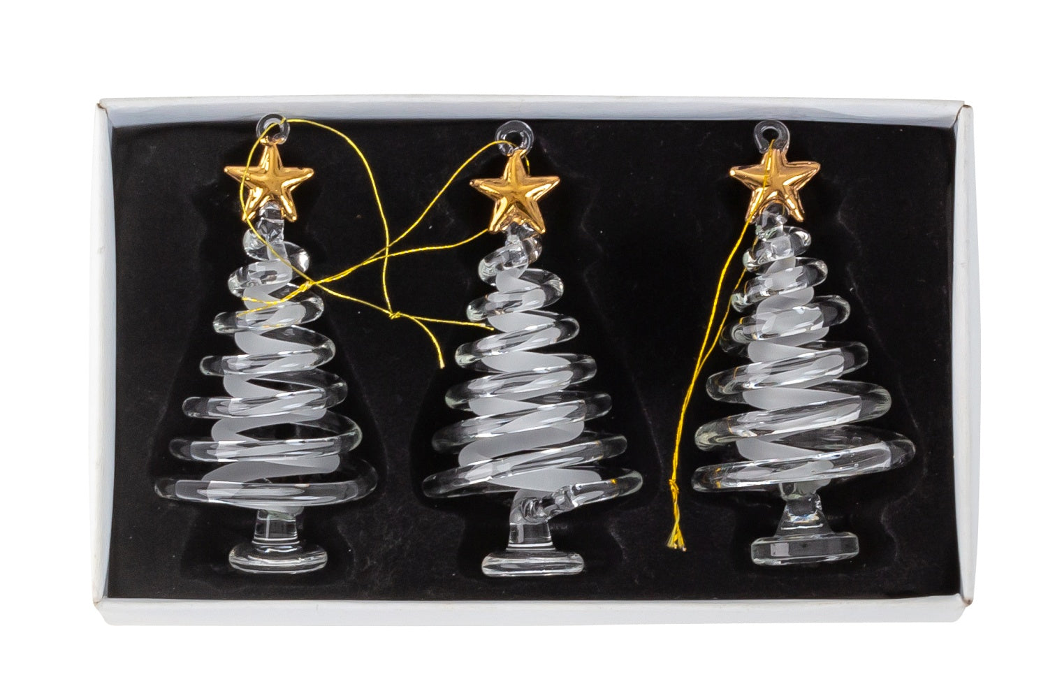 Pendentif de sapin de Noël moderne Décoration de sapin de Noël SET en verre avec 3 pièces hauteur 8 cm