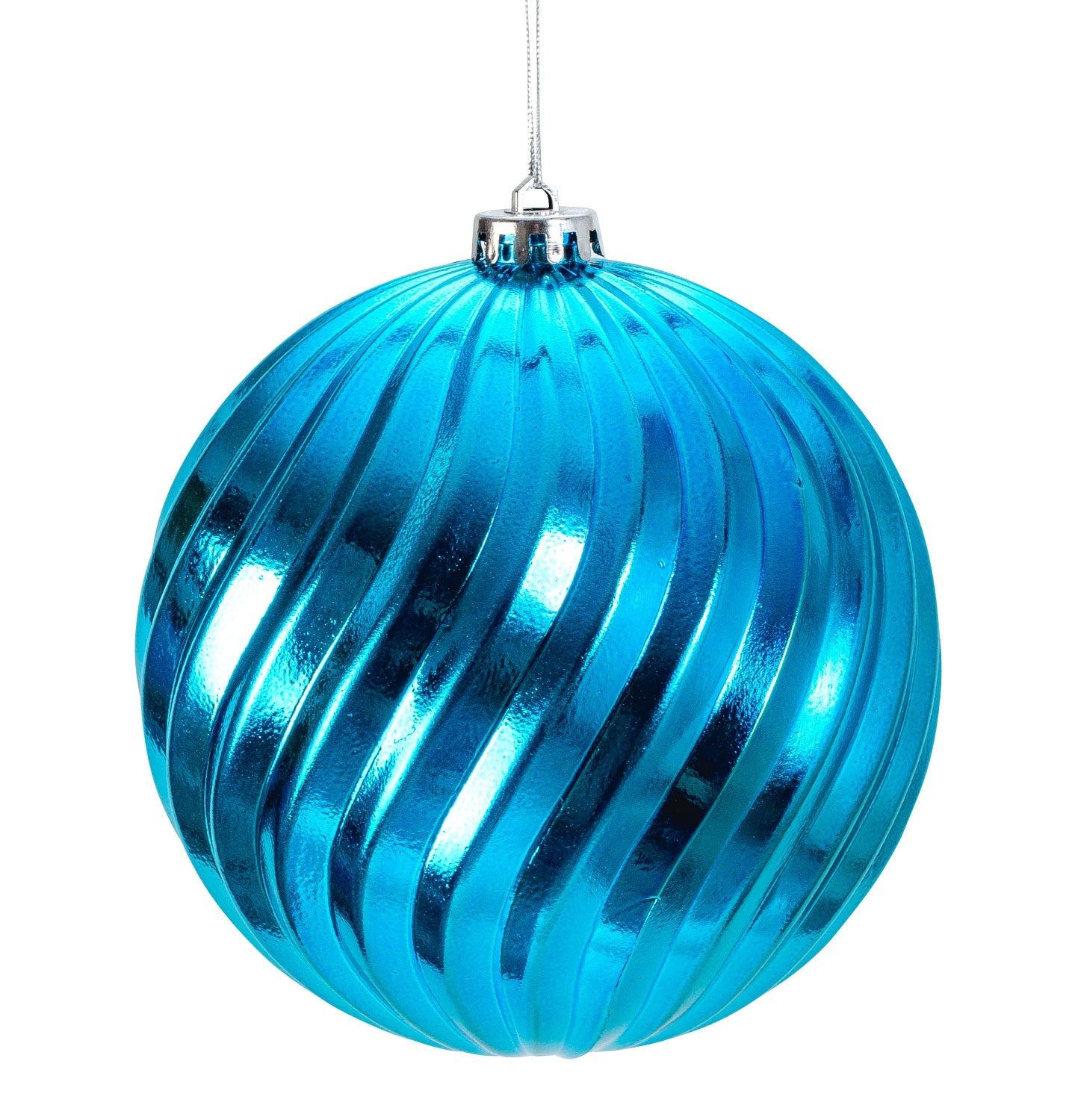 Grandes boules de Noël Boules de sapin de Noël SET de 4 pièces couleur bleu turquoise brillant diamètre 15 cm