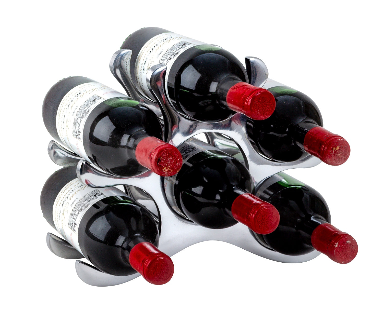 Modern wine rack bottle holder for storing 6 bottles made of metal Height 22 cm Width 28 cm