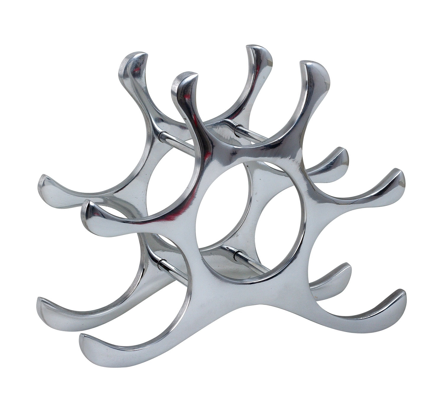 Modern wine rack bottle holder for storing 6 bottles made of metal Height 22 cm Width 28 cm