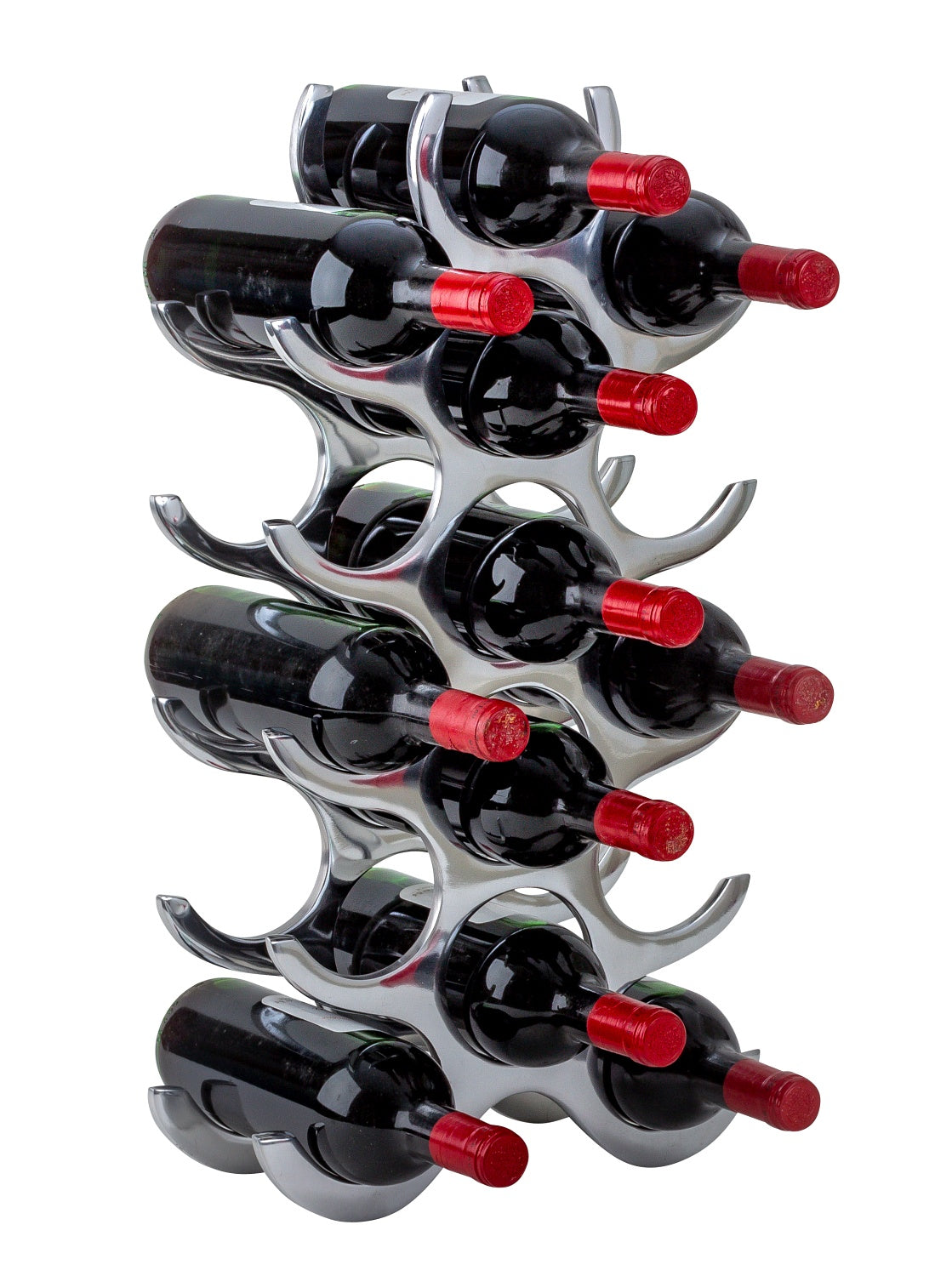 Modern wine rack bottle holder for storing 15 bottles made of metal Height 58 cm Width 31 cm