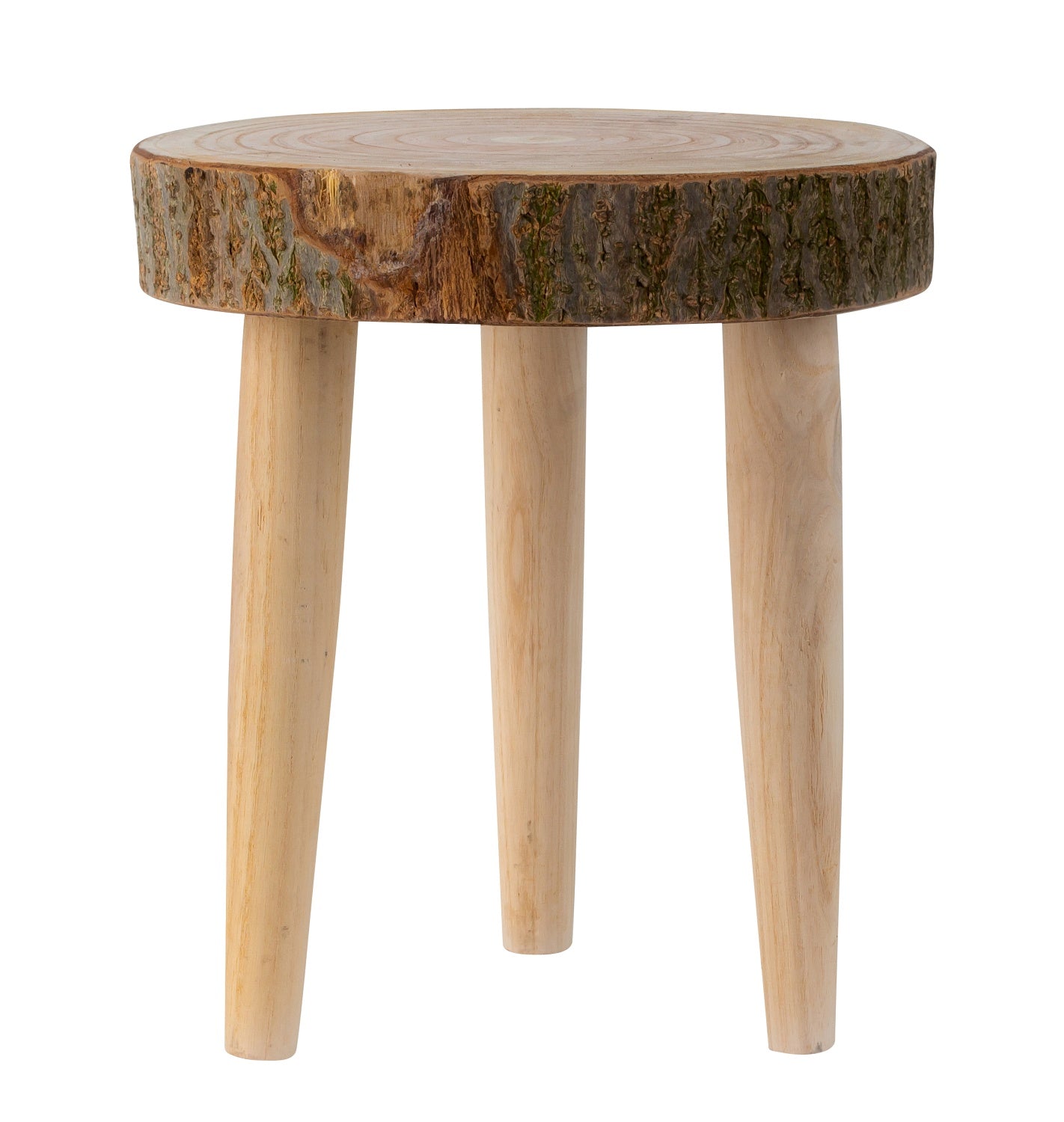 Tranche d'arbre de table d'appoint rustique en bois massif avec tabouret de table en bois d'écorce fait de table de canapé en tranche d'arbre 