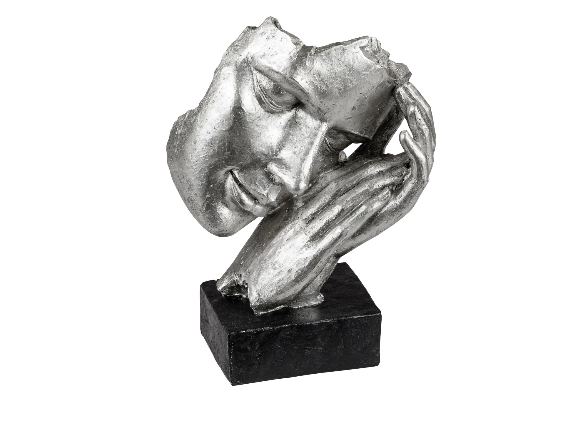 Exclusive decorative bust sculpture decorative figure made of artificial stone in black/silver 17x23 cm