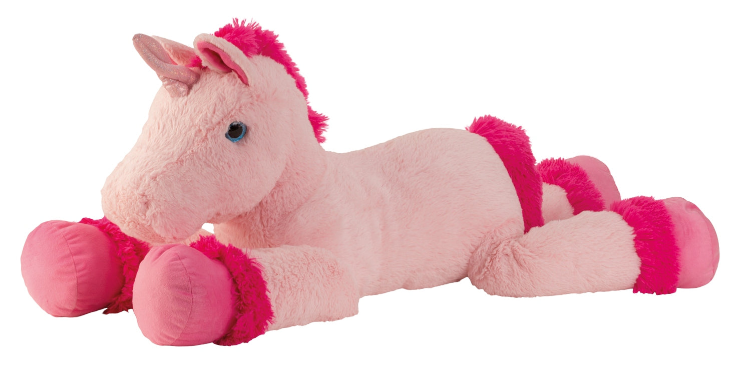 Peluche énorme licorne en peluche XXL 110 cm de long en rose/rose