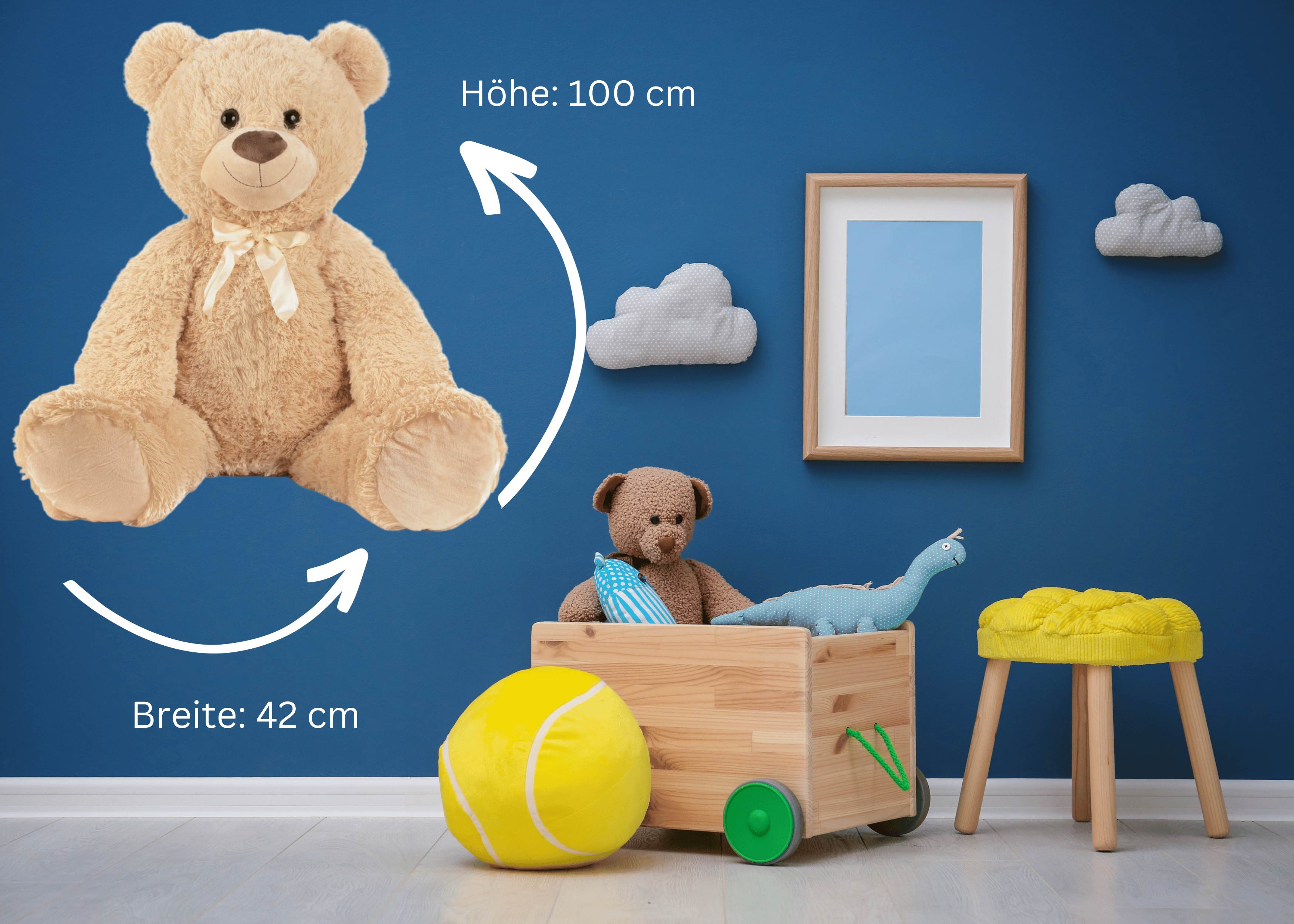 Riesen Teddybär Kuschelbär XXL 100 cm groß Plüschbär Kuscheltier samtig weich