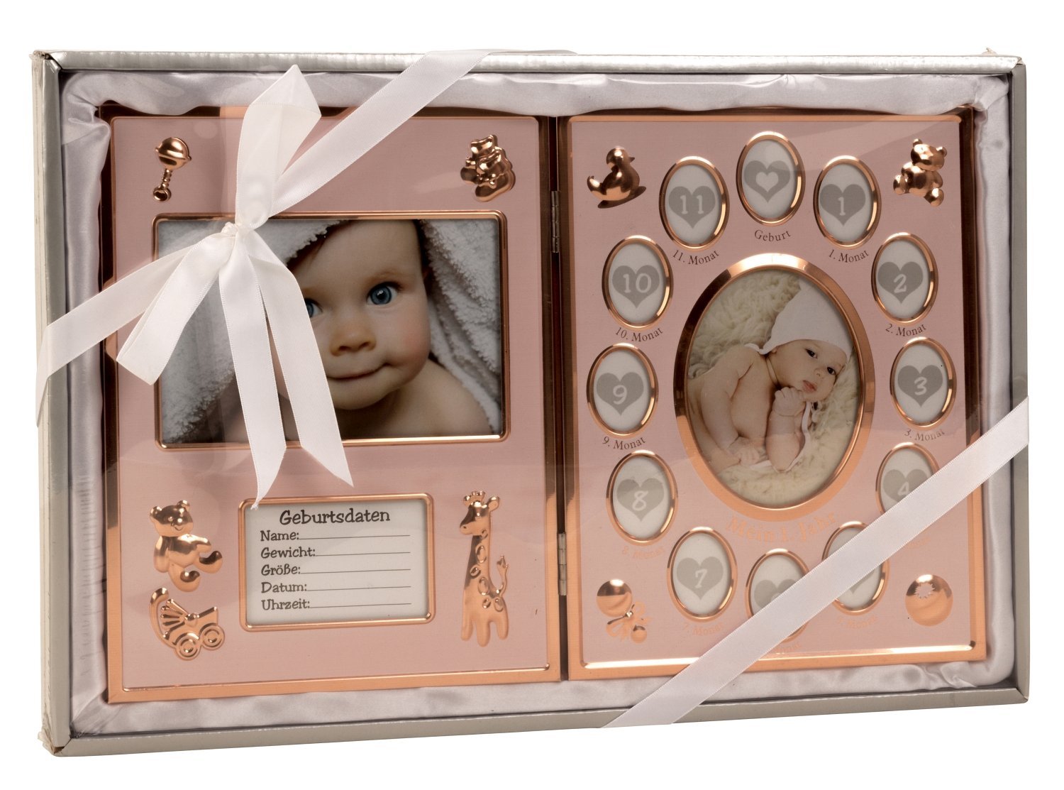 Wunderschöner Baby Bilderrahmen Fotorahmen für mehrere Bilder bronze glänzend 42x27cm