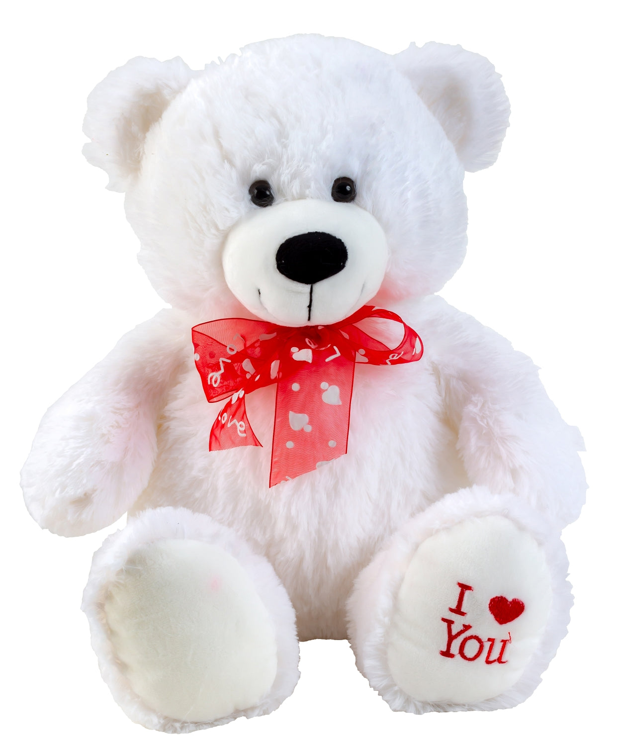 Ours en peluche blanc avec nœud et inscription "I Love You" Ours en peluche de 50 cm de haut