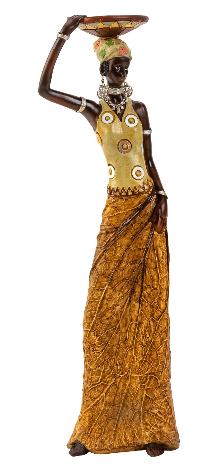 Modern sculpture decorative figure woman African gold/brown height 35 cm