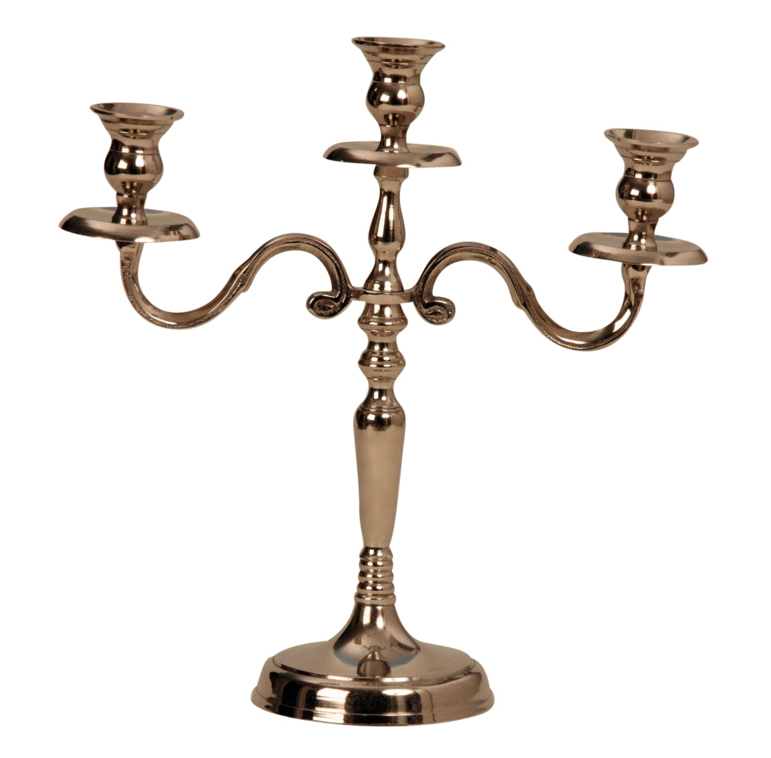 Modern candle holder candlestick 3-armed made of metal in silver height 31 cm