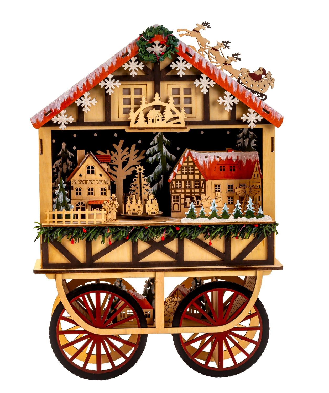 Beautiful winter landscape Christmas decoration including LED lighting and music 34x49 cm