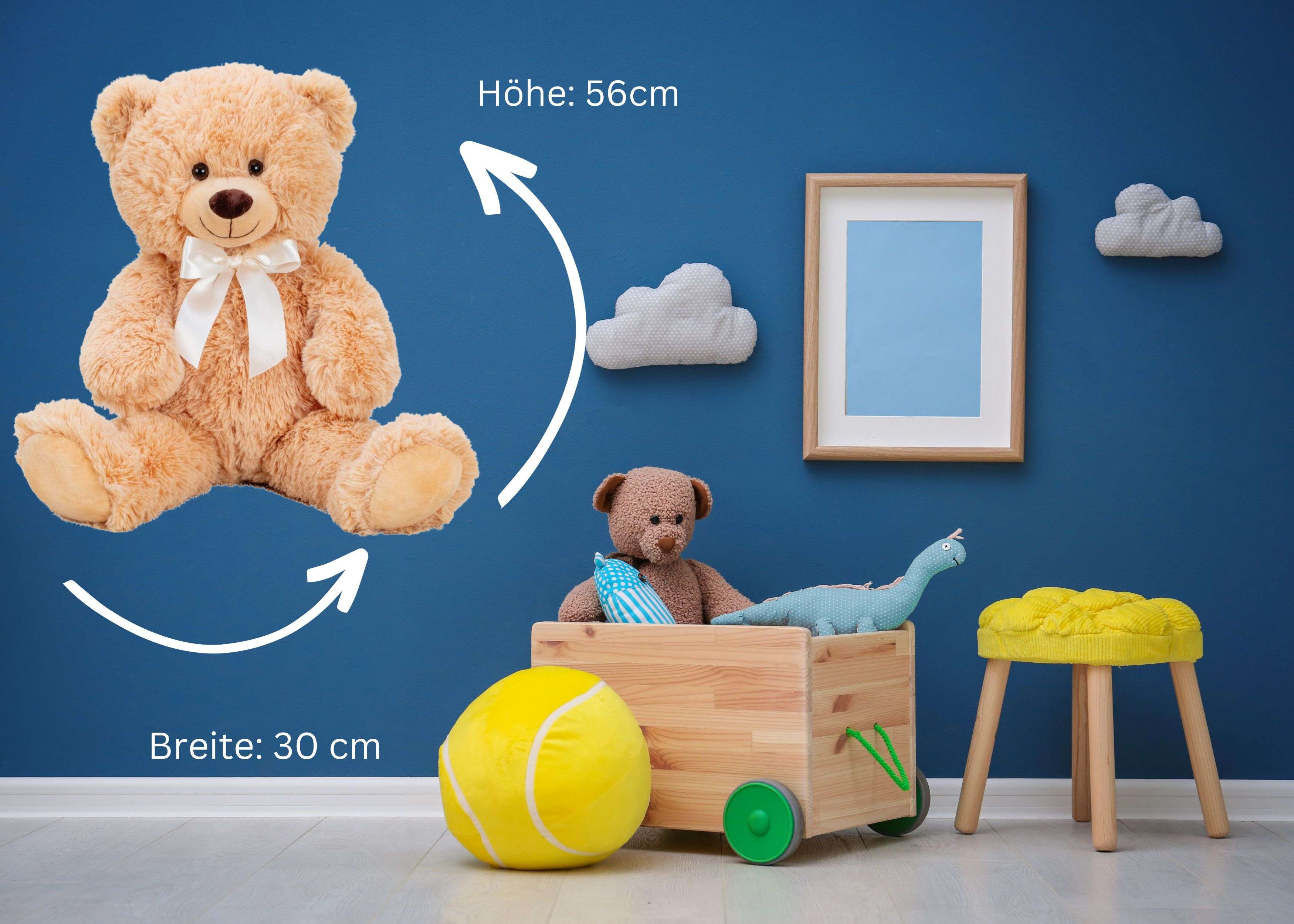 Teddybär Kuschelbär Braun mit Schleife 56 cm groß Plüschbär Kuscheltier samtig weich