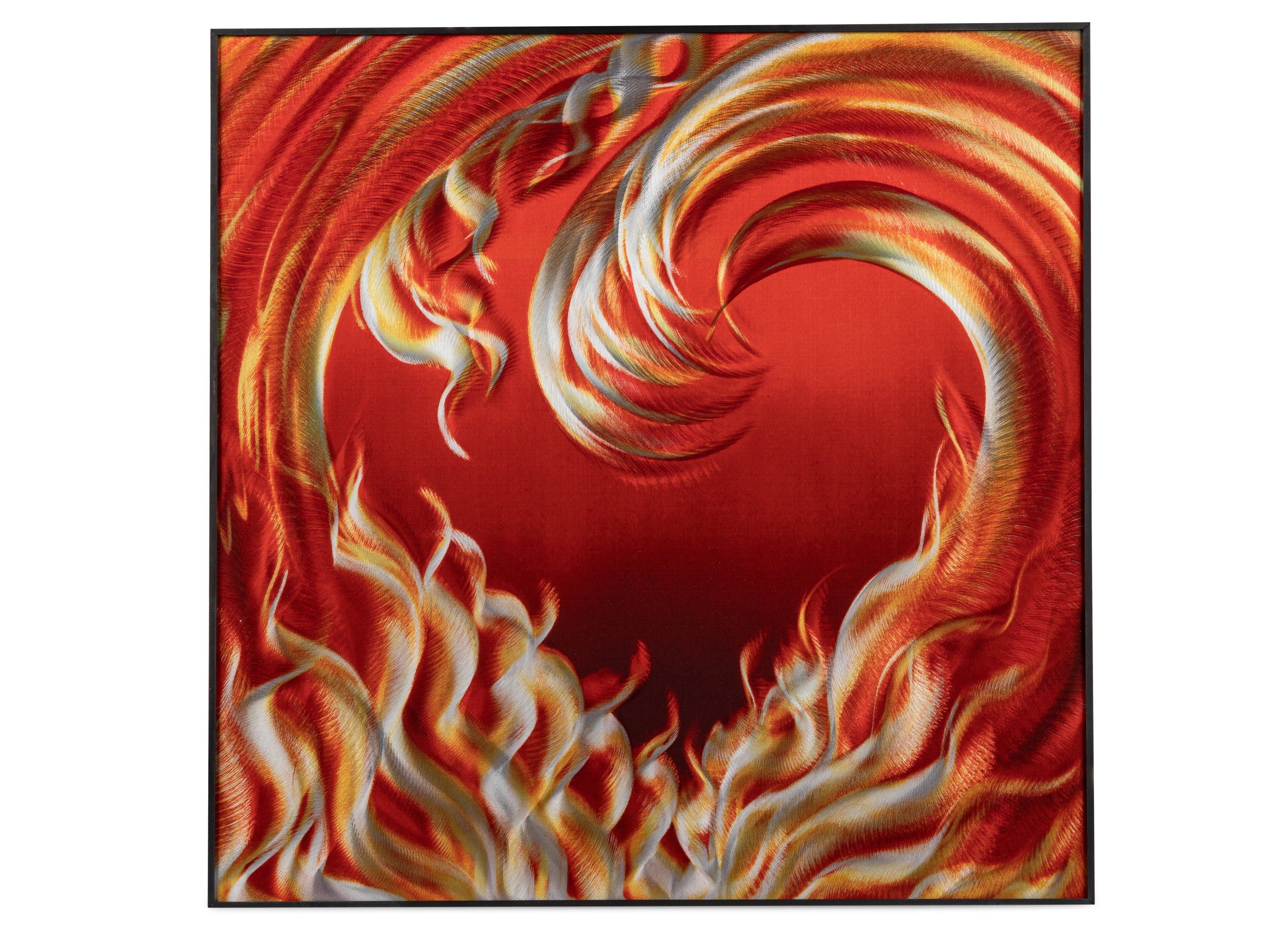 Tableau mural 3D motif cœur en aluminium avec cadre 60x60 cm