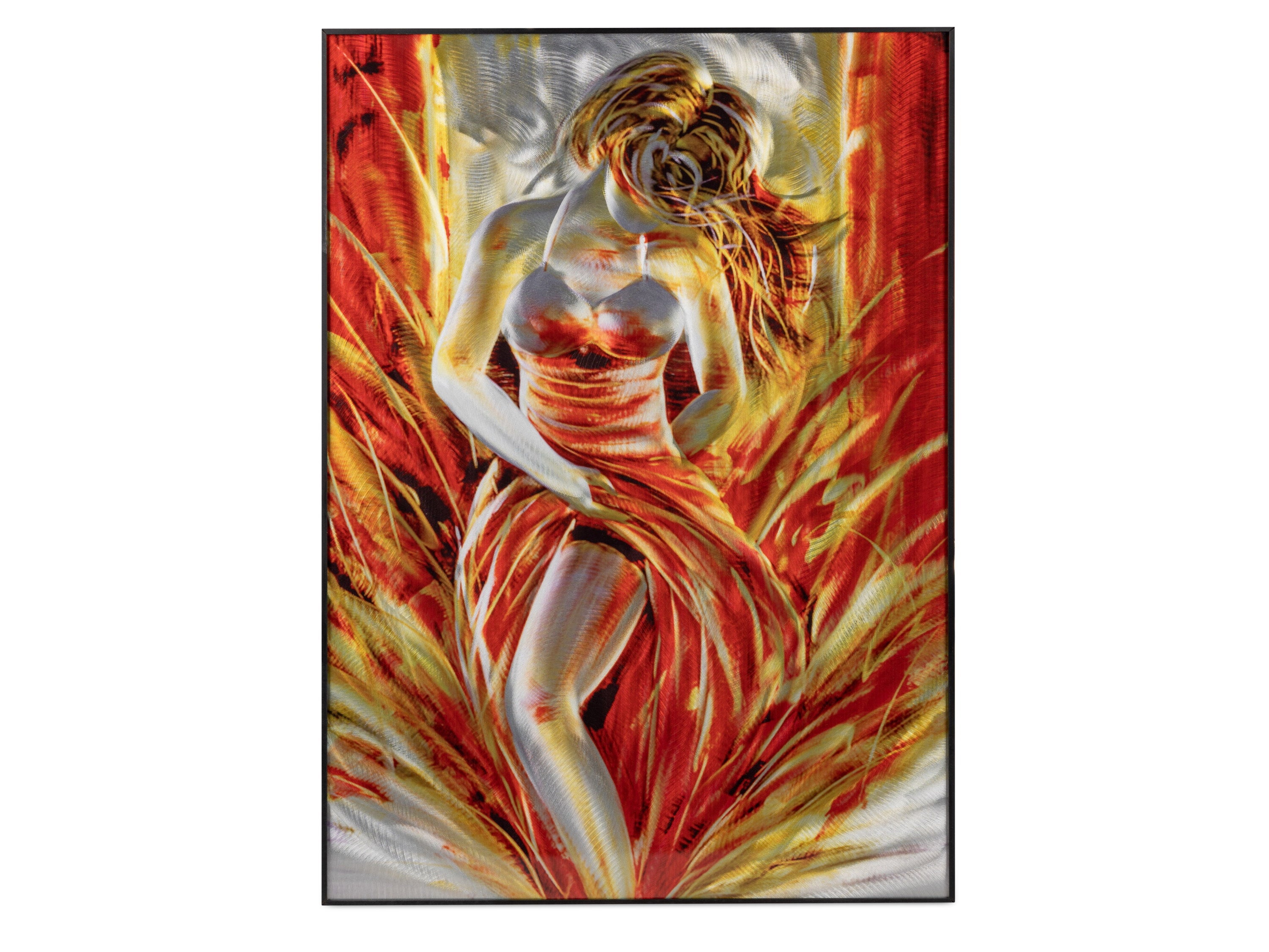 Tableau mural 3D motif femme en aluminium avec cadre 50x70 cm