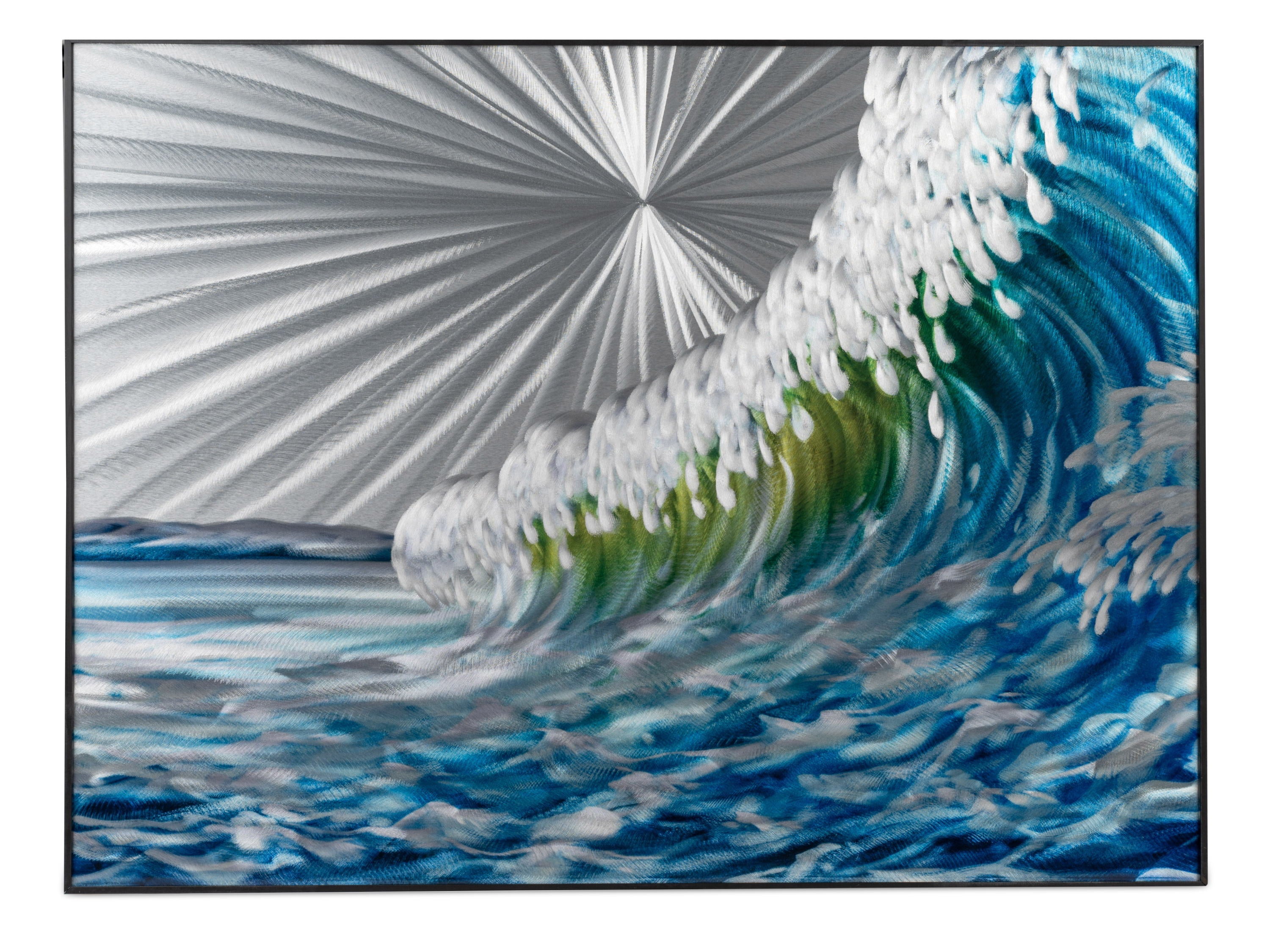 Tableau mural 3D vague en aluminium avec cadre 60x80 cm