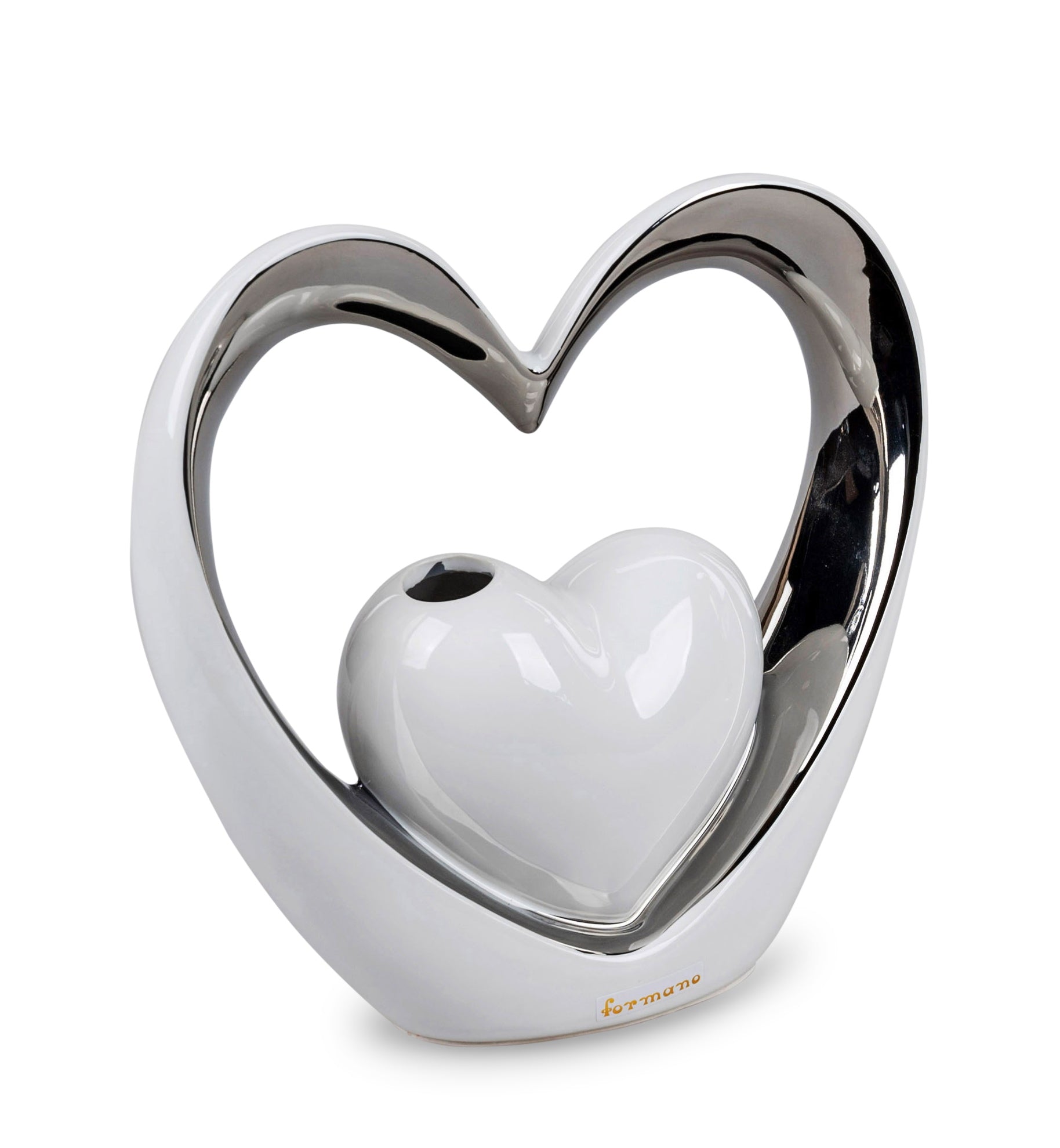 Modern decorative vase flower vase table vase heart-shaped ceramic white/silver 21x21 cm