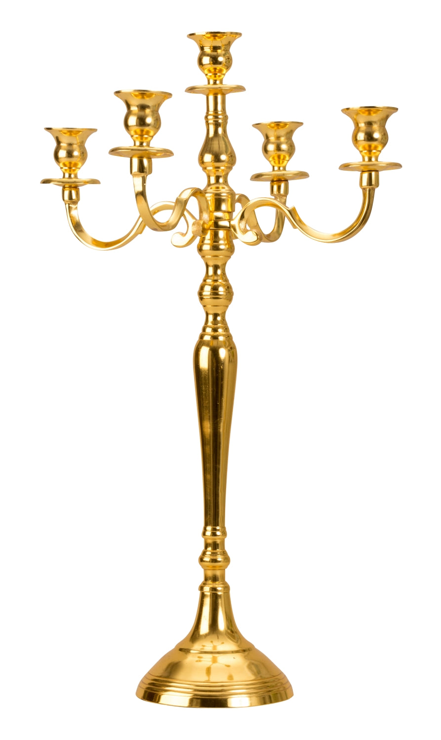 Bougeoir chandelier candélabre à 5 bras en métal doré hauteur 60 cm