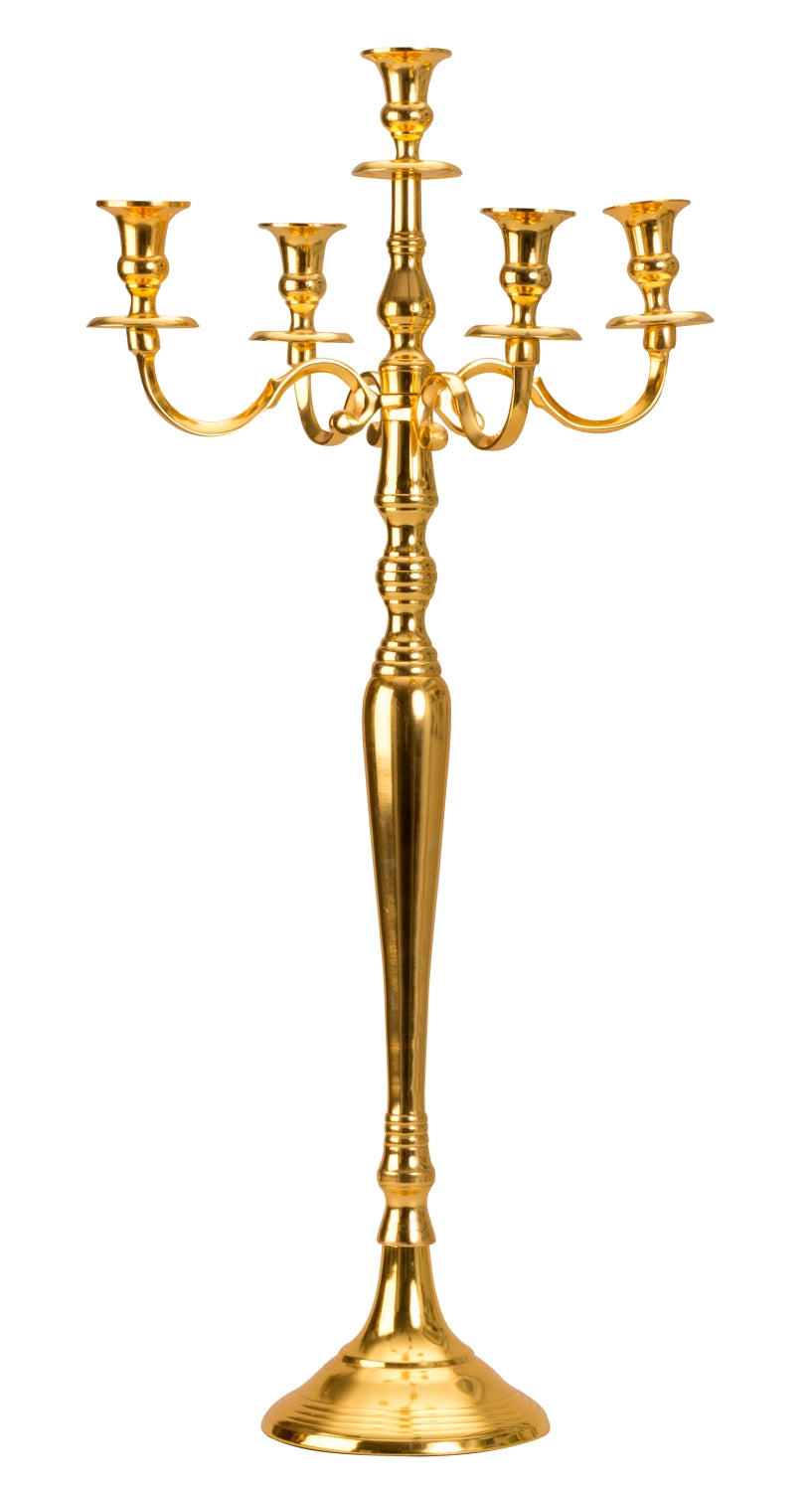 Candlestick 5-armed candlestick candelabra made of metal gold height 80 cm