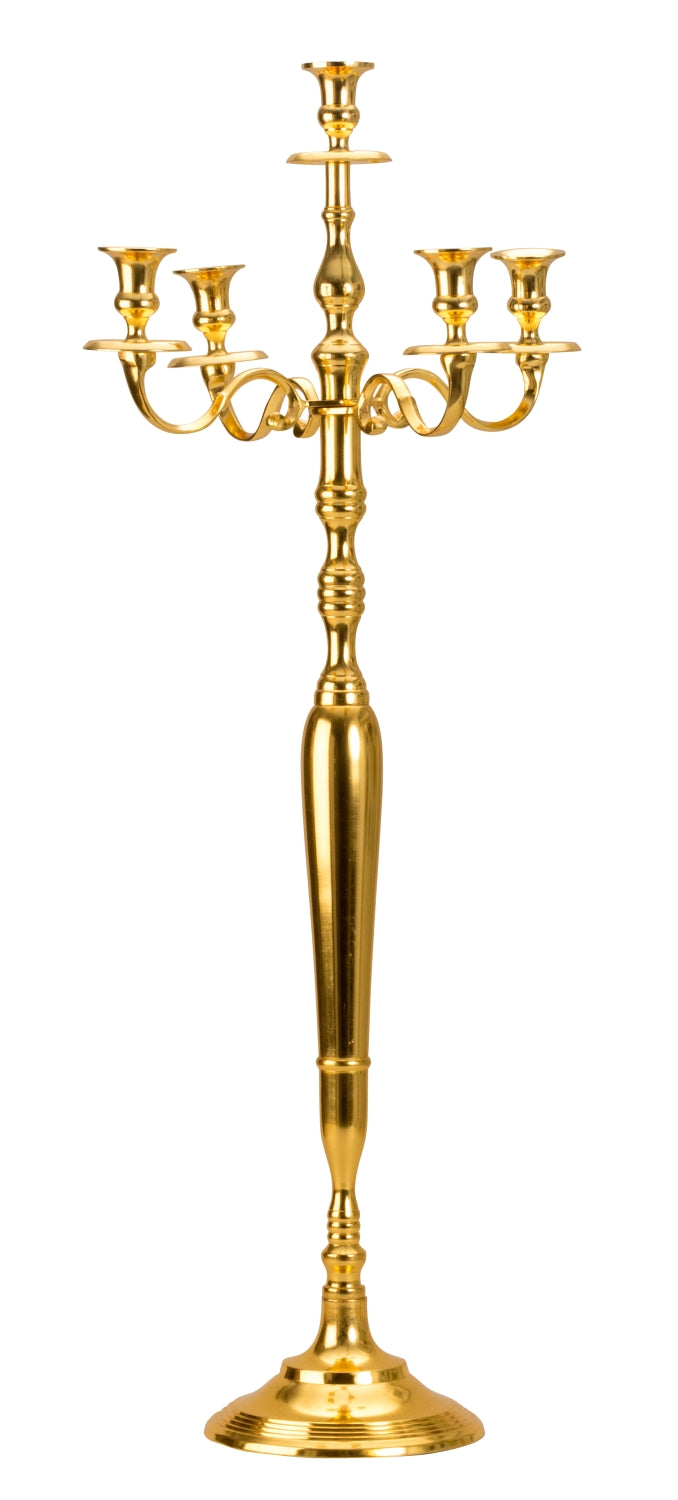 Candlestick 5-armed candlestick candelabra made of metal gold height 100 cm