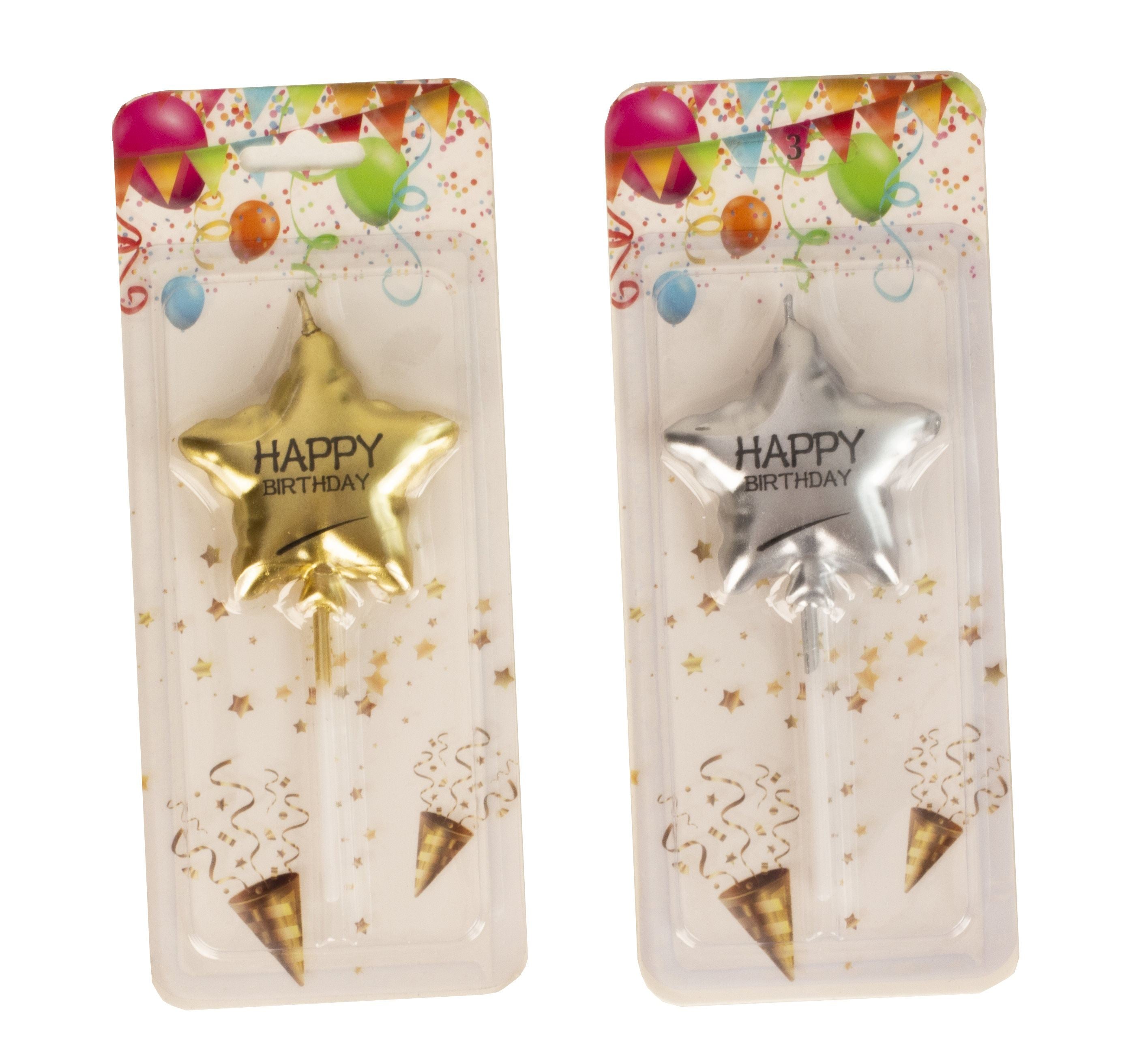 Birthday candles balloon pattern 2-piece set in silver &amp; gold Happy Birthday candle height 11 cm