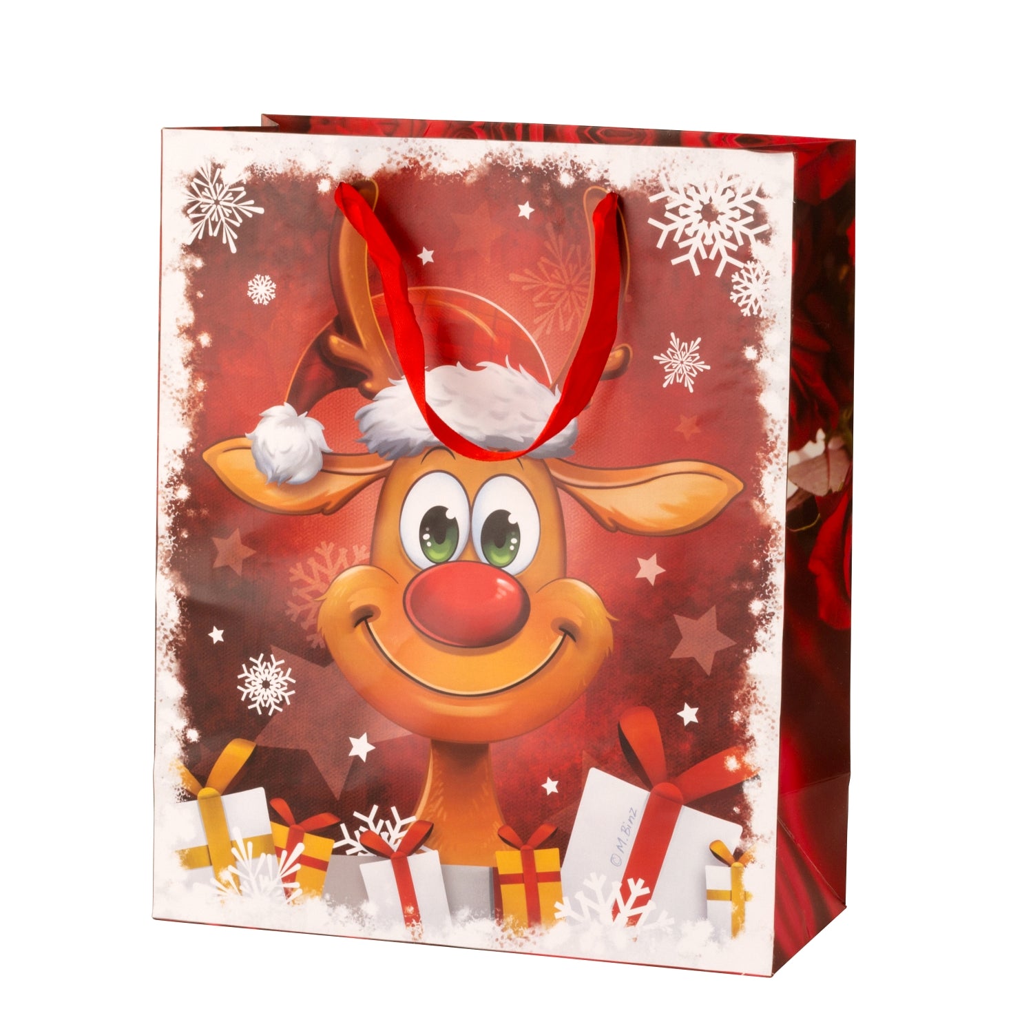 Riesen Geschenktüte XXL Weihnachten lustiges Rentier 2er Set Abmessung 50x72x16cm