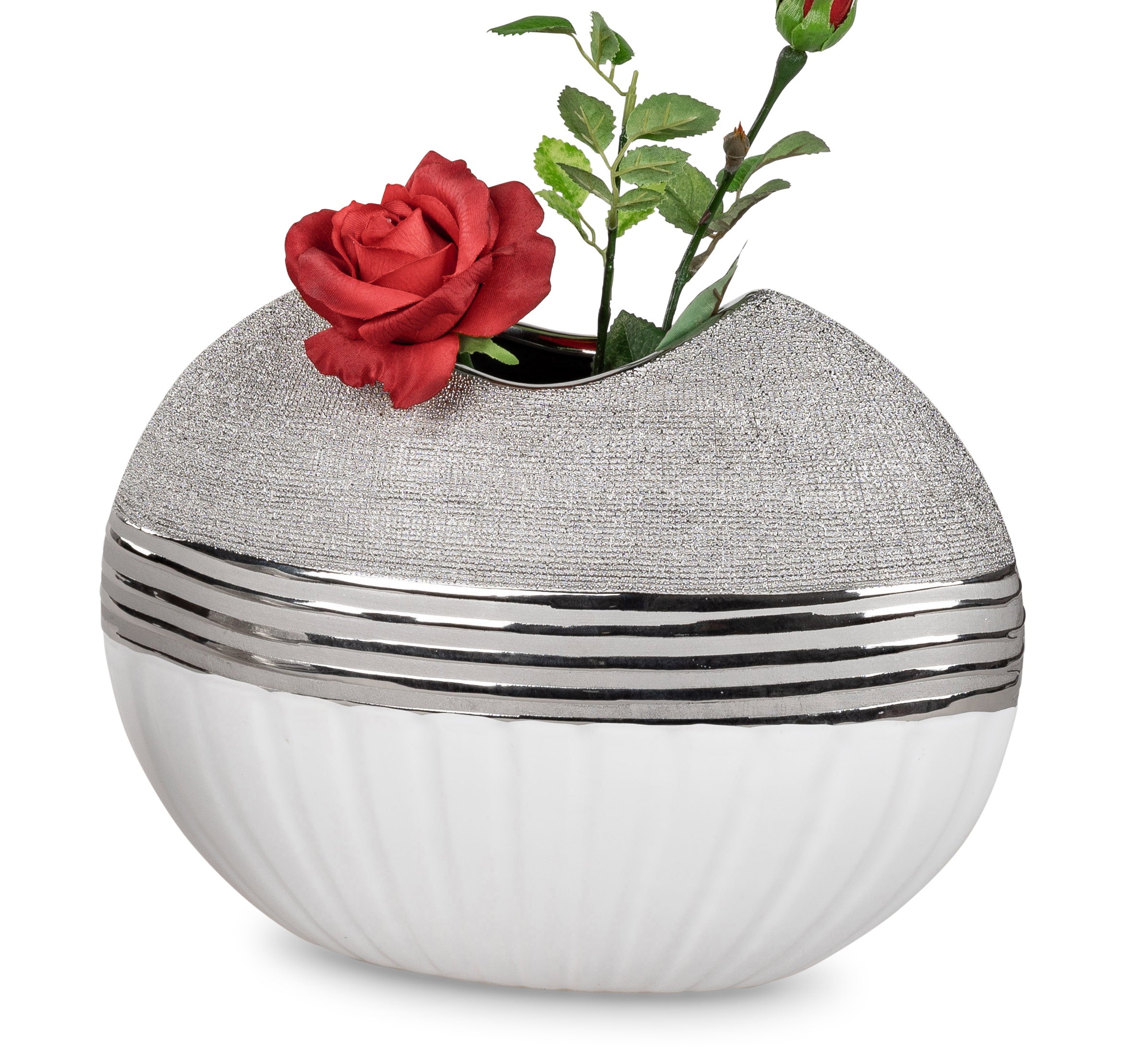 Modern decorative vase flower vase table vase ceramic white/silver 20x17 cm