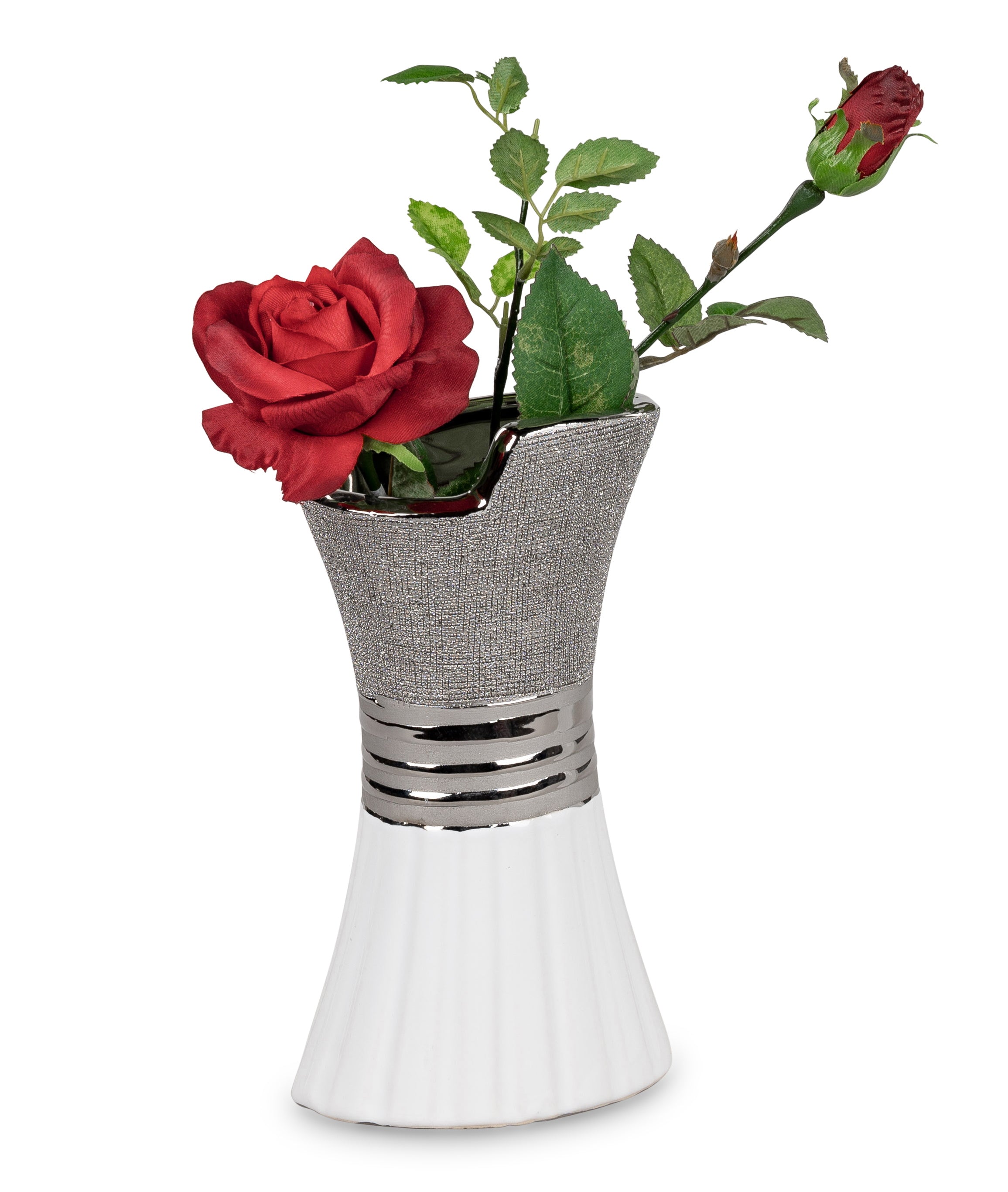 Modern decorative vase flower vase table vase ceramic white/silver 11x20 cm