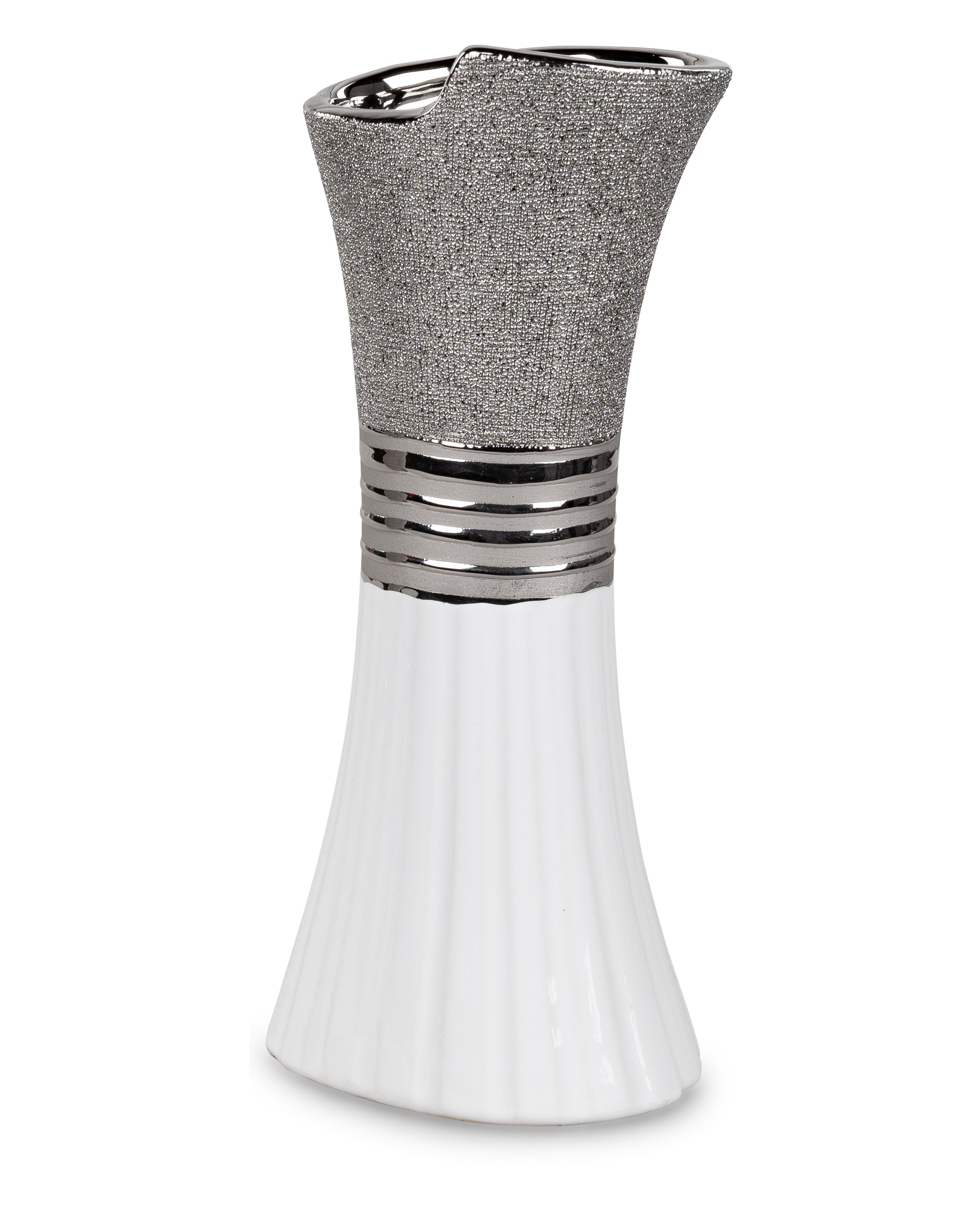 Modern decorative vase flower vase table vase ceramic white/silver 13x30 cm