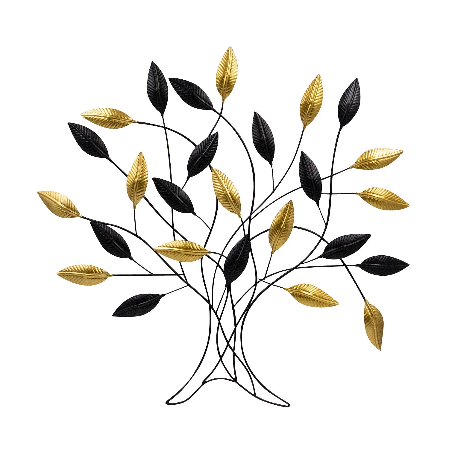 Modern wall decoration wall sculpture mural tree of life black/gold made of metal 60x58 cm