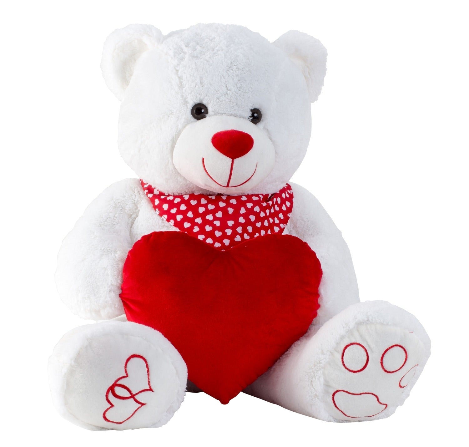 Giant teddy bear cuddly bear XXL 100 cm tall white with heart plush bear cuddly toy velvety soft