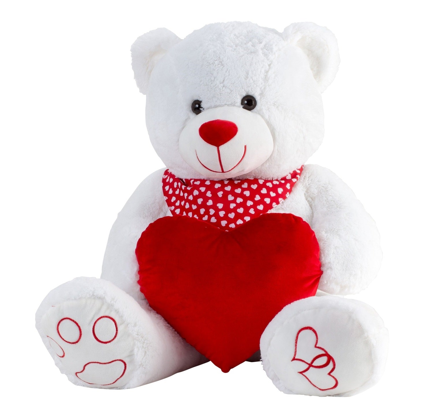 Ours en peluche géant ours en peluche XXL 100 cm de haut blanc avec coeur ours en peluche peluche veloutée