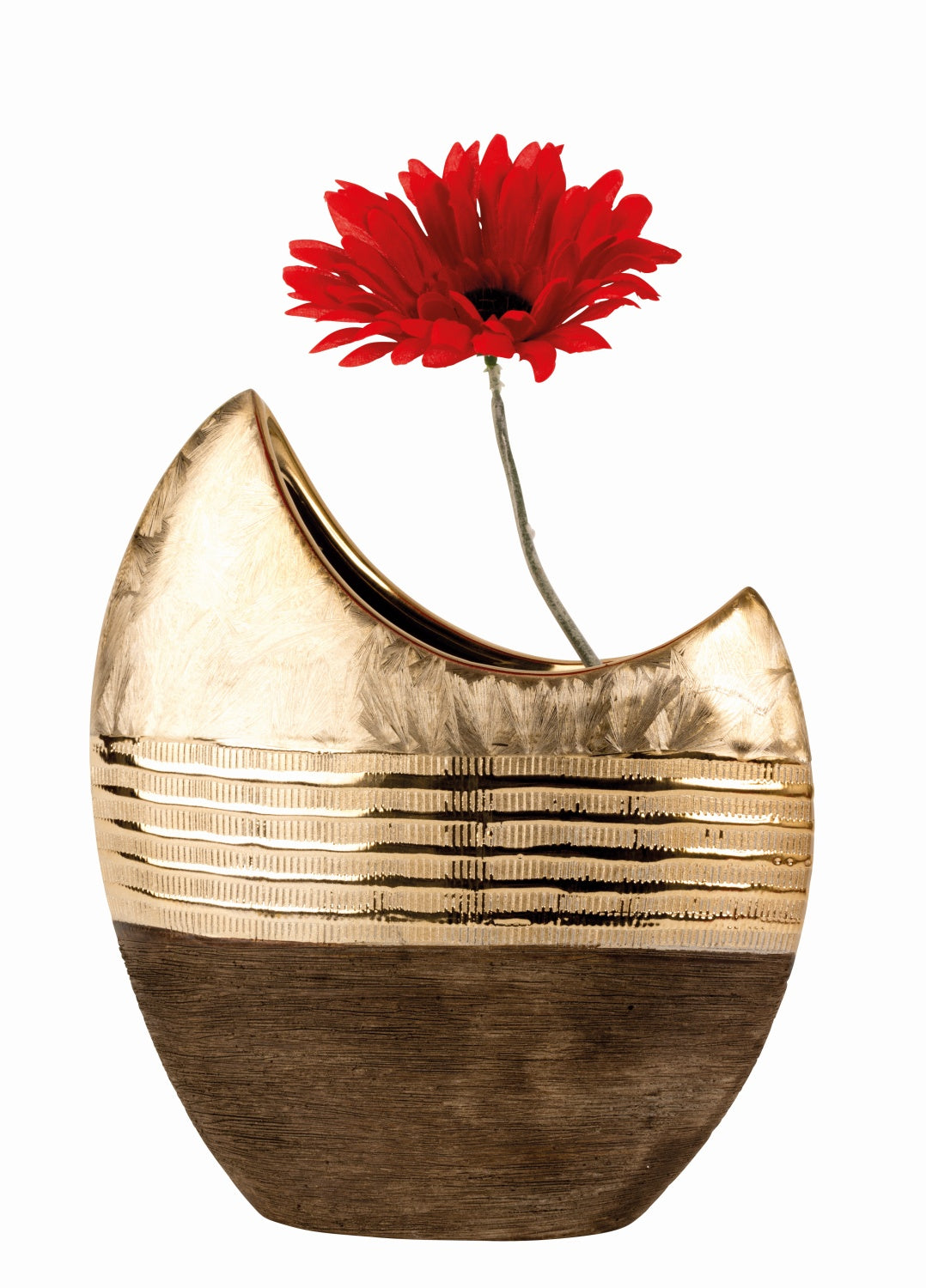 Vase à fleurs décoratif moderne en céramique doré/marron hauteur 23 cm