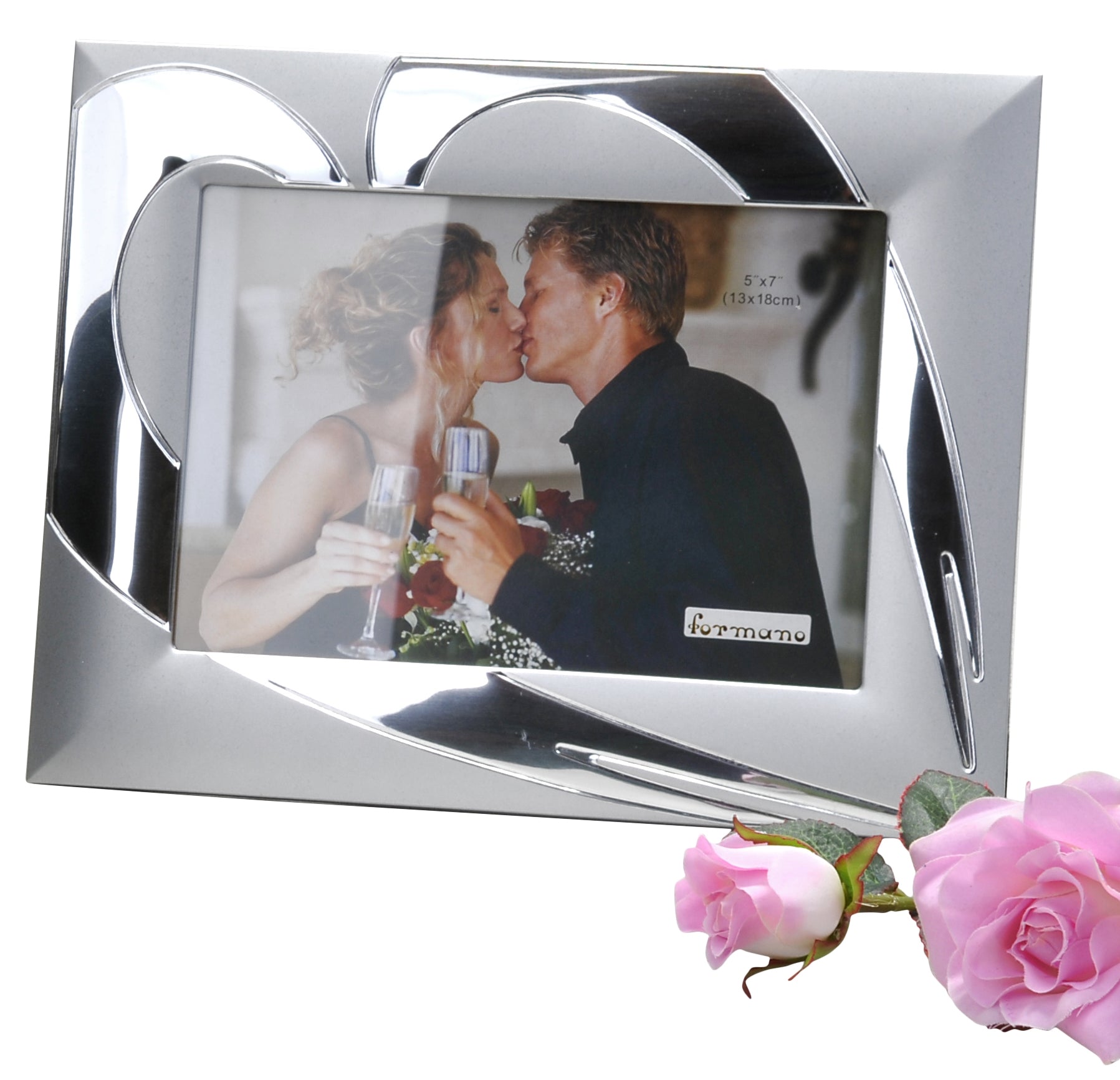 Modern photo frame 13x18cm heart silver made of aluminium matt + glossy combined