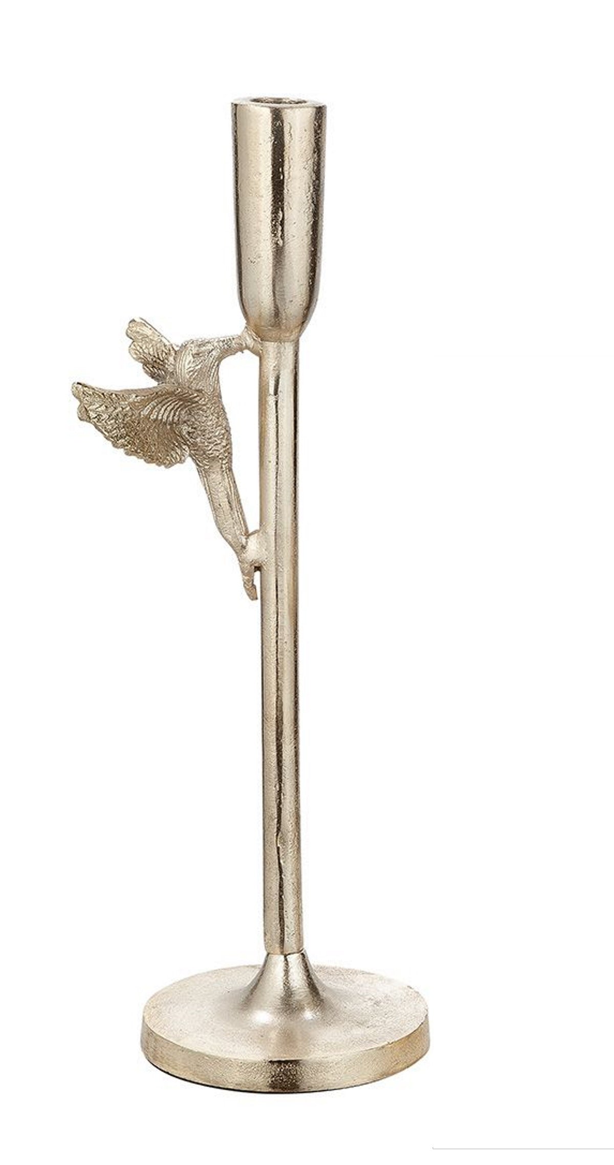 Noble candlestick one-armed candlestick made of aluminum and bird decoration gold height 38 cm