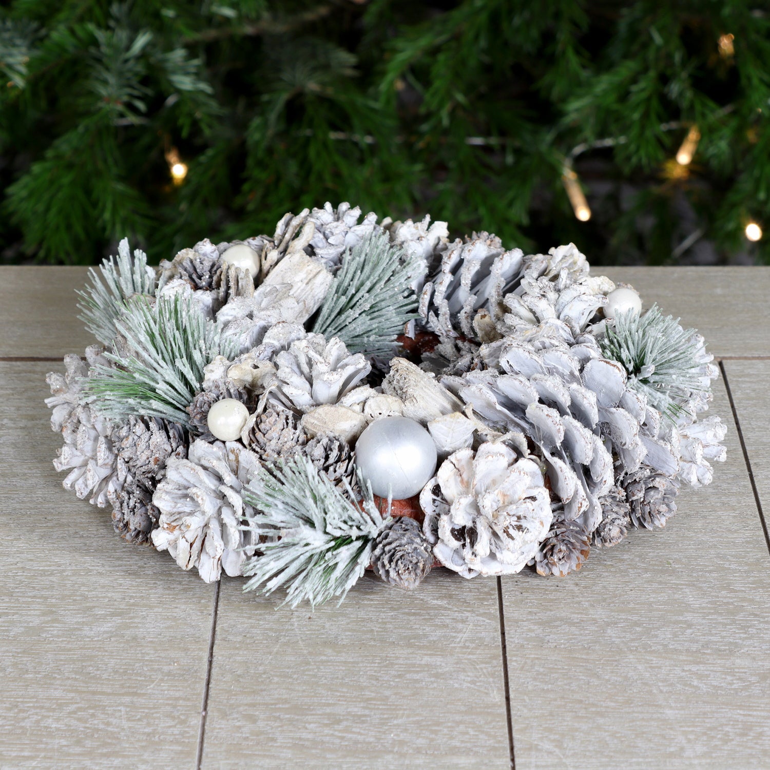 Couronne décorative Couronne de Noël Couronne de porte Couronne en rotin gris Ø 26 cm