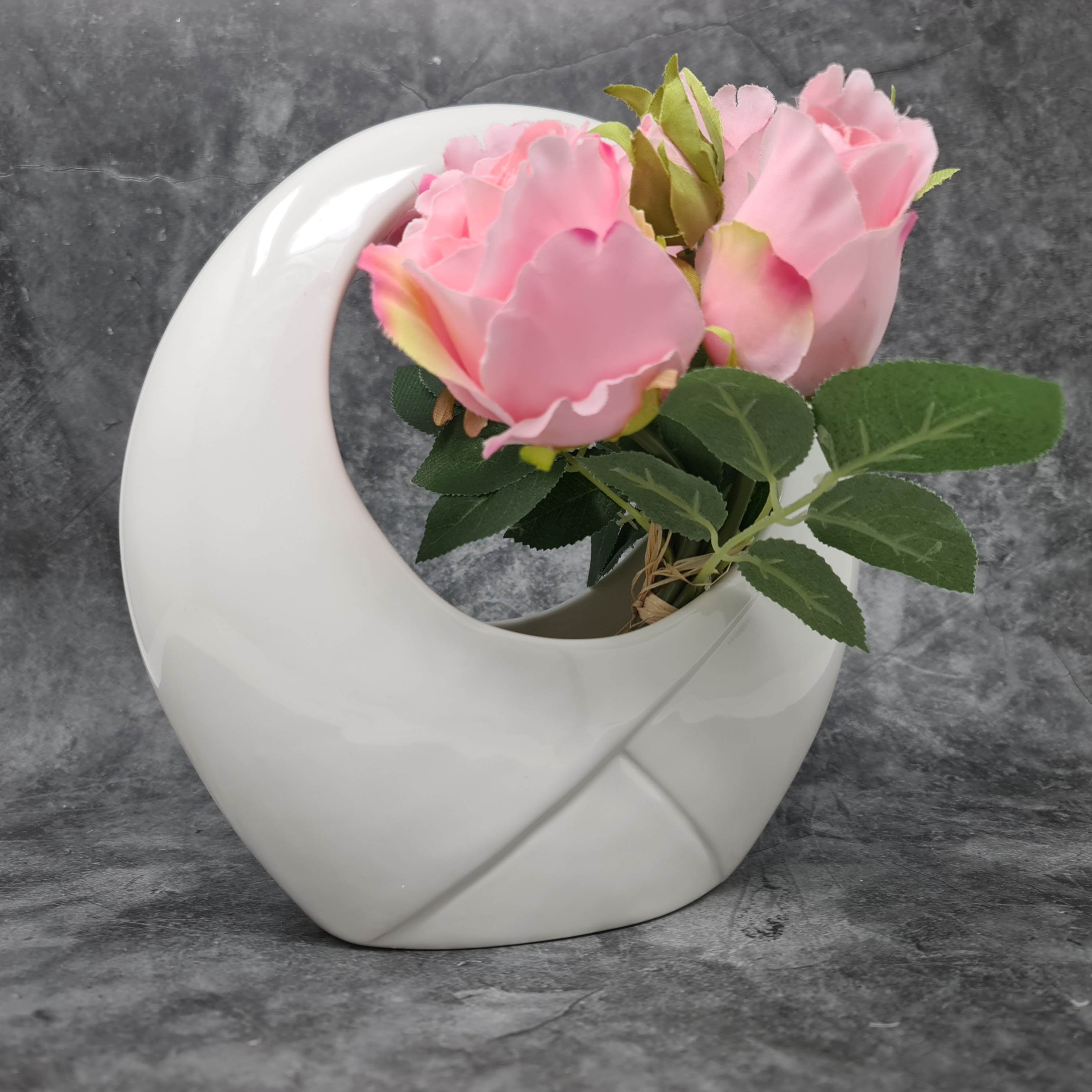 Modern decorative vase flower vase table vase ceramic white cream 24x24 cm