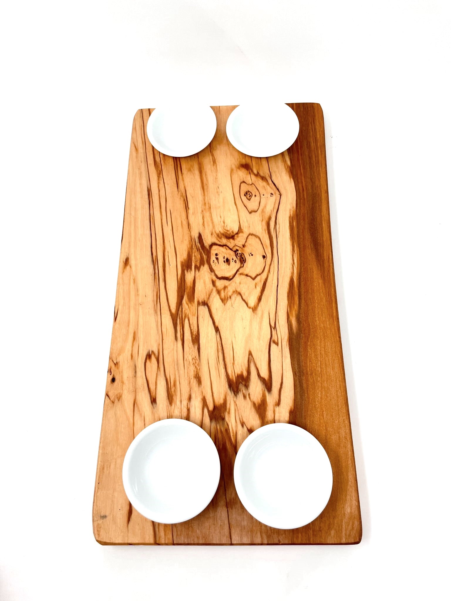 Serving board Serving plate made of high-quality olive wood including 4 dip bowls | Snack board | 41x19