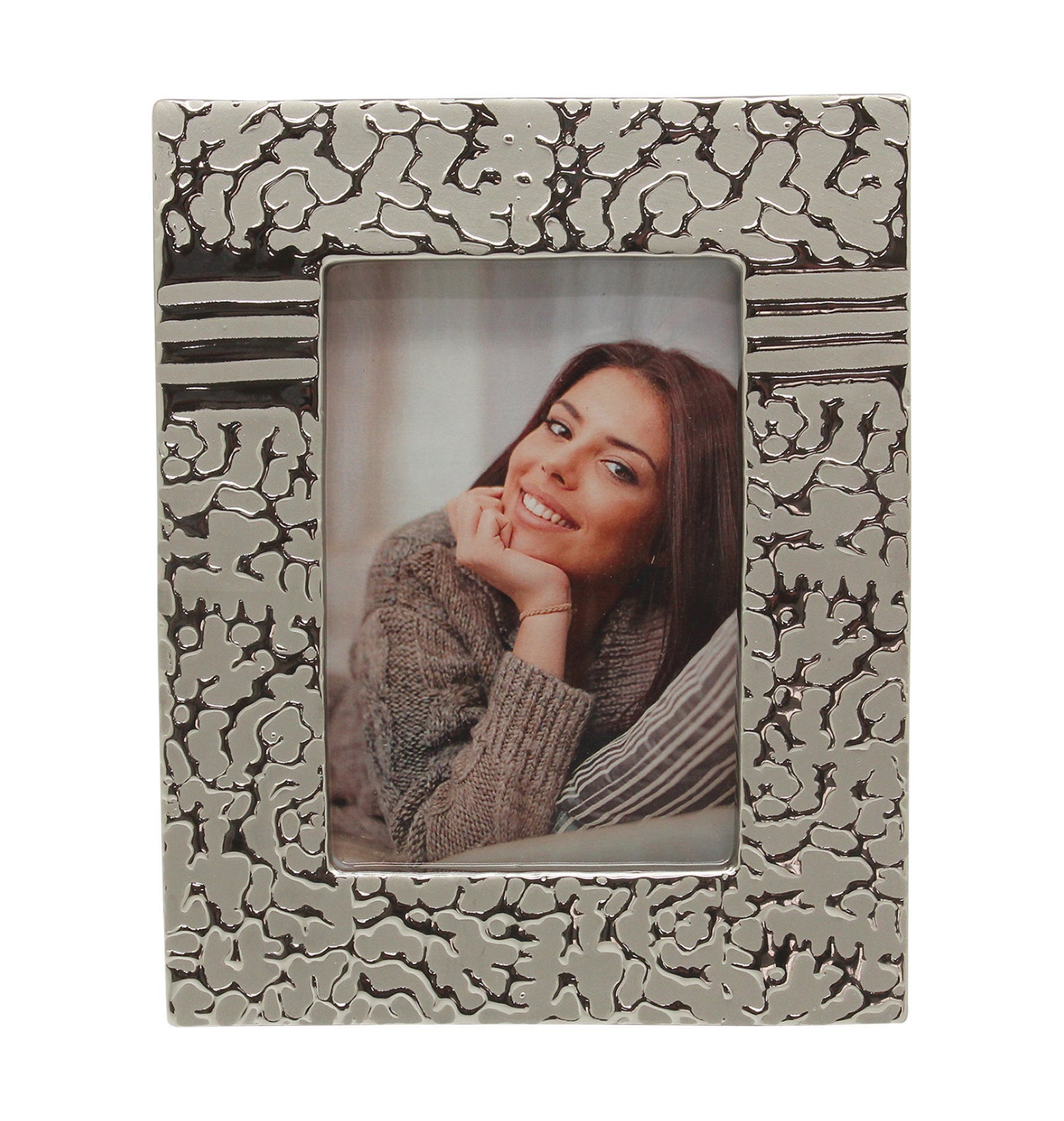 Modern picture frame photo frame 'St.Louis' made of ceramic silver 10x15 cm