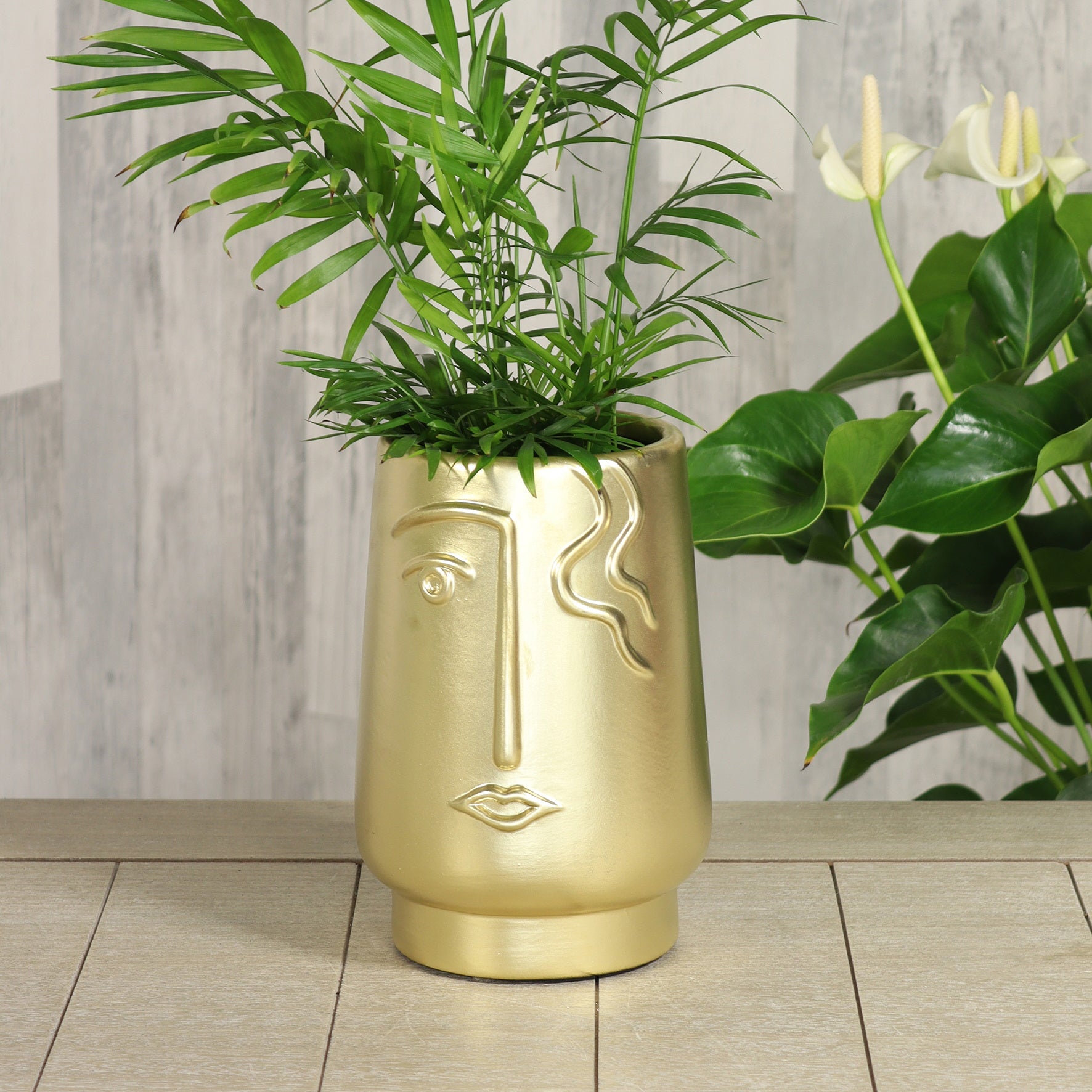 Modern decorative vase flower vase table vase ceramic vase gold shiny 15x20 cm