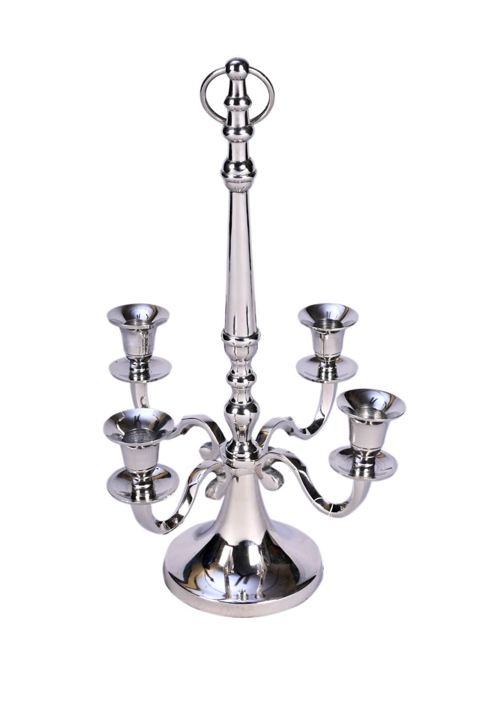 Candle holder 4-armed candlestick candelabra for standing and hanging made of metal silver height 42 cm