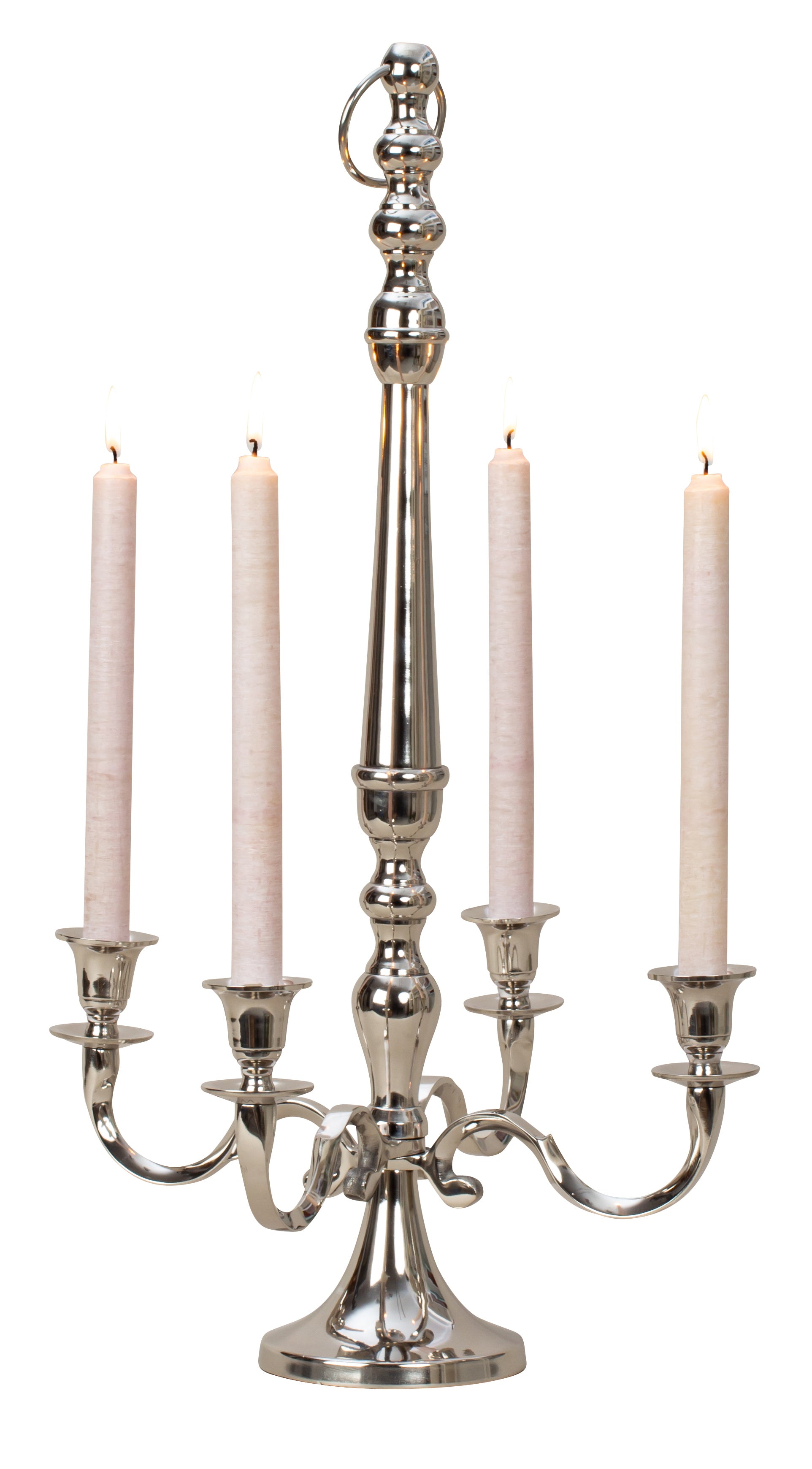 Candle holder 4-armed candlestick candelabra for standing and hanging made of metal silver height 62 cm