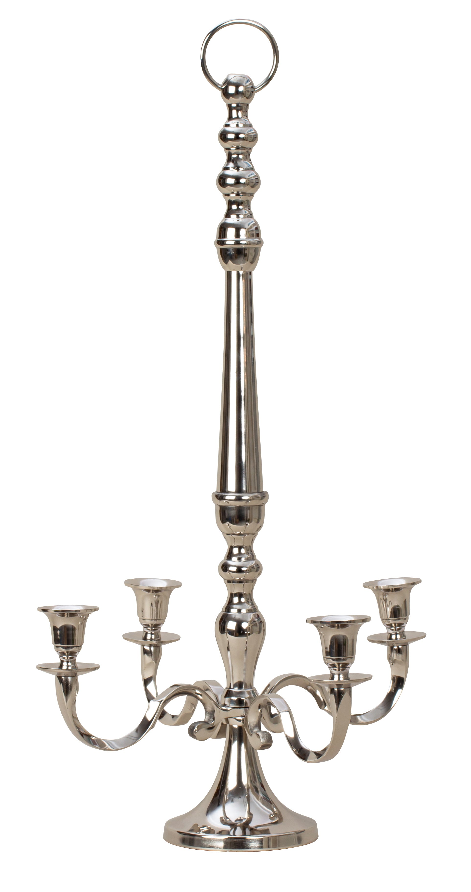 Candle holder 4-armed candlestick candelabra for standing and hanging made of metal silver height 62 cm