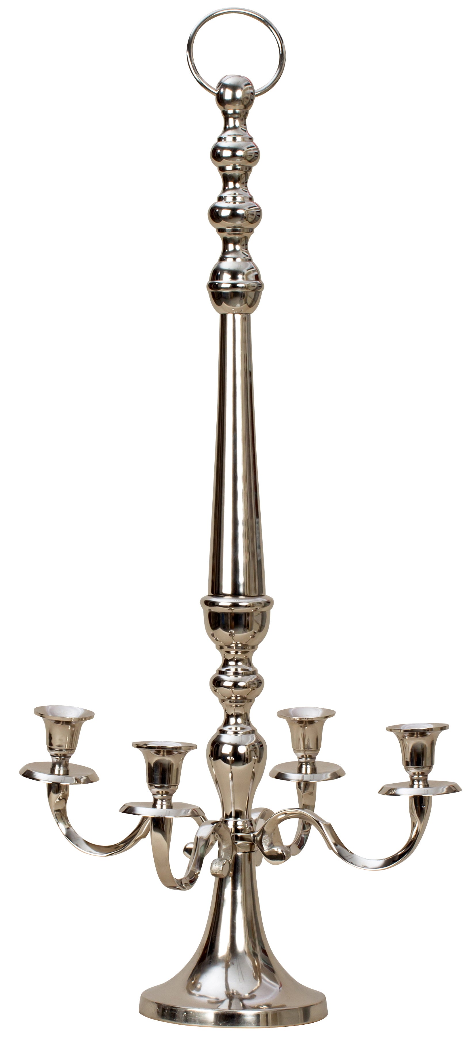 Candle holder 4-armed candlestick candelabra for standing and hanging made of metal silver height 80 cm