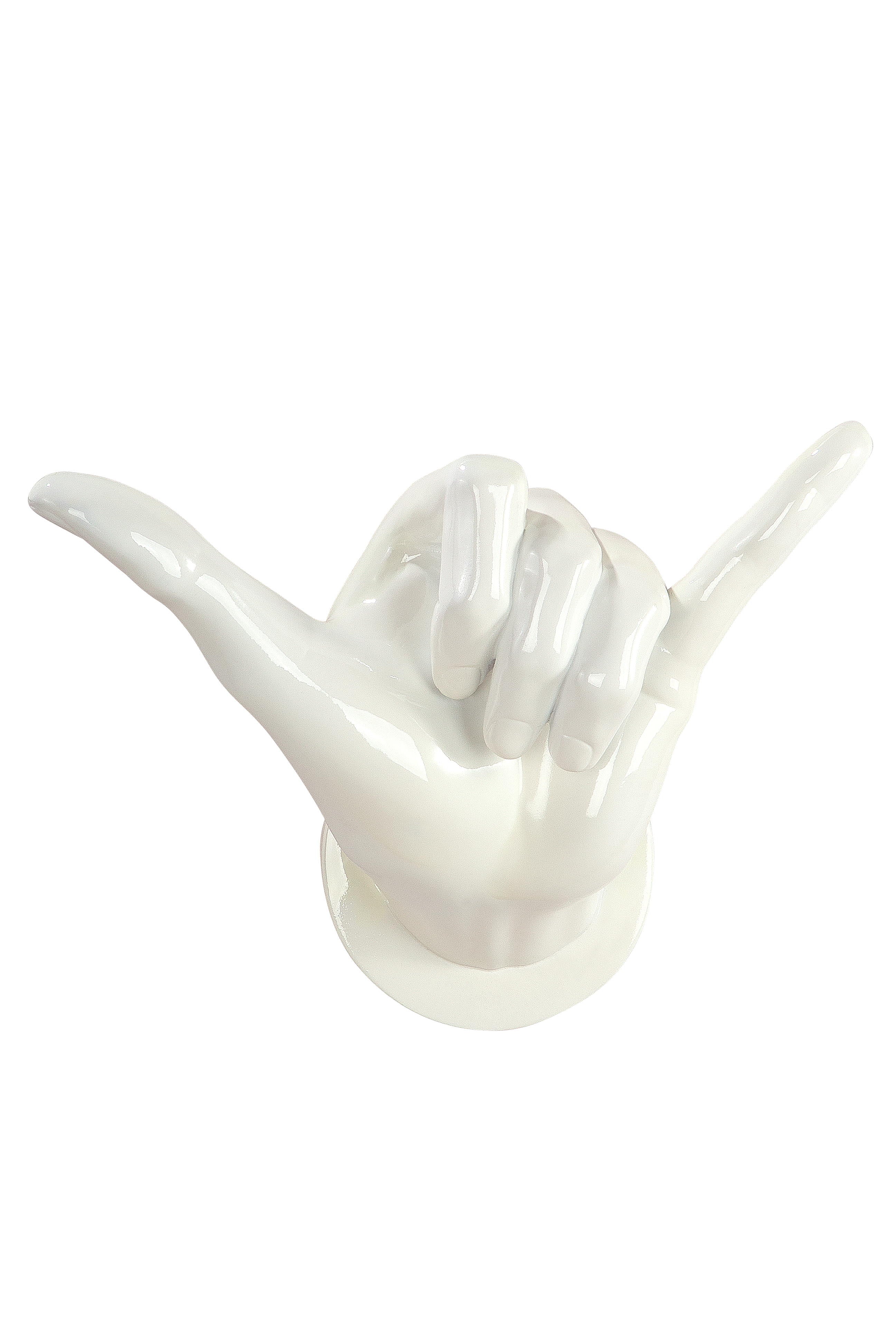 Modern wall decoration wall sculpture hand sign made of synthetic resin white 27x30x14 cm