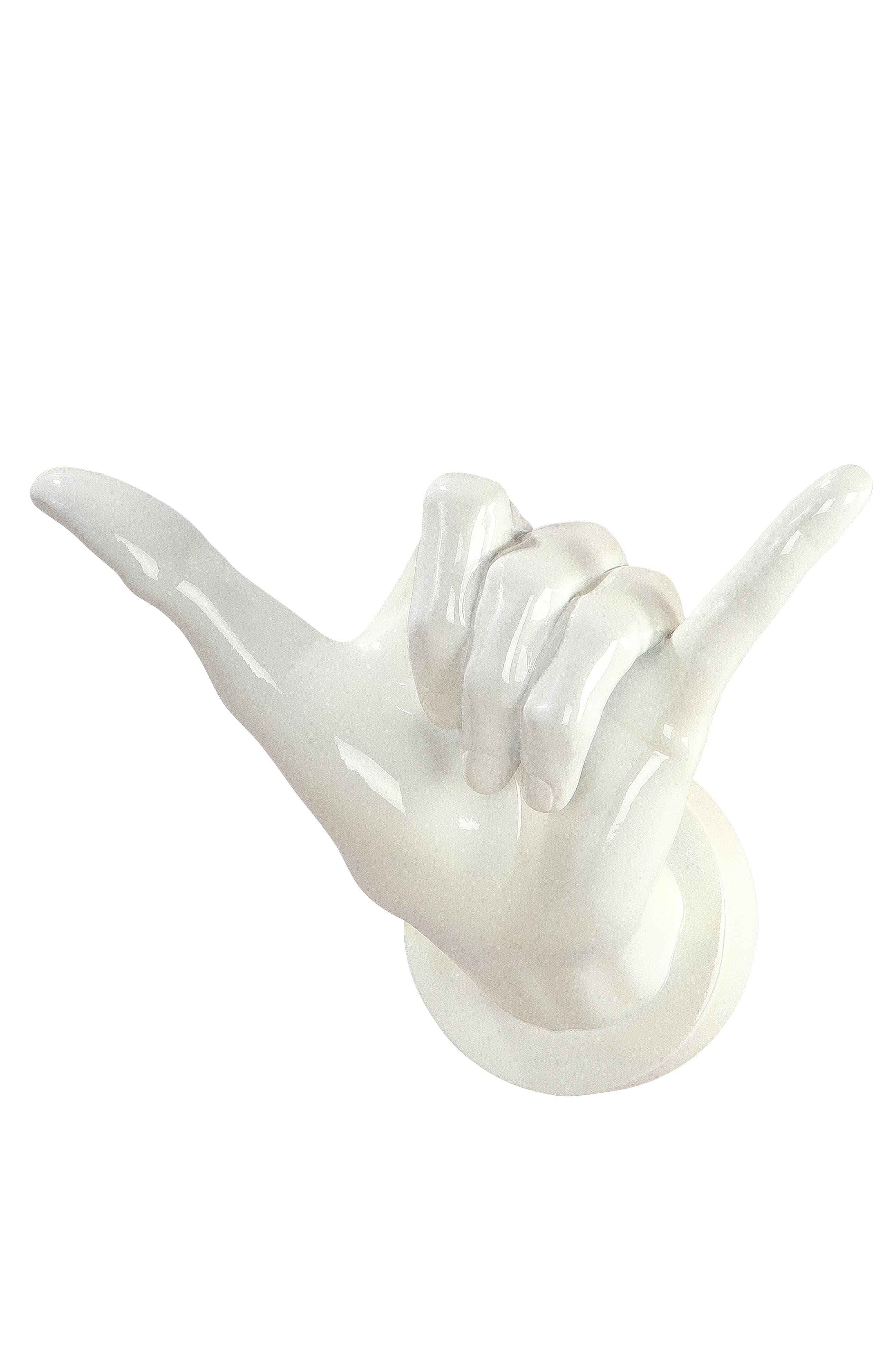 Modern wall decoration wall sculpture hand sign made of synthetic resin white 27x30x14 cm