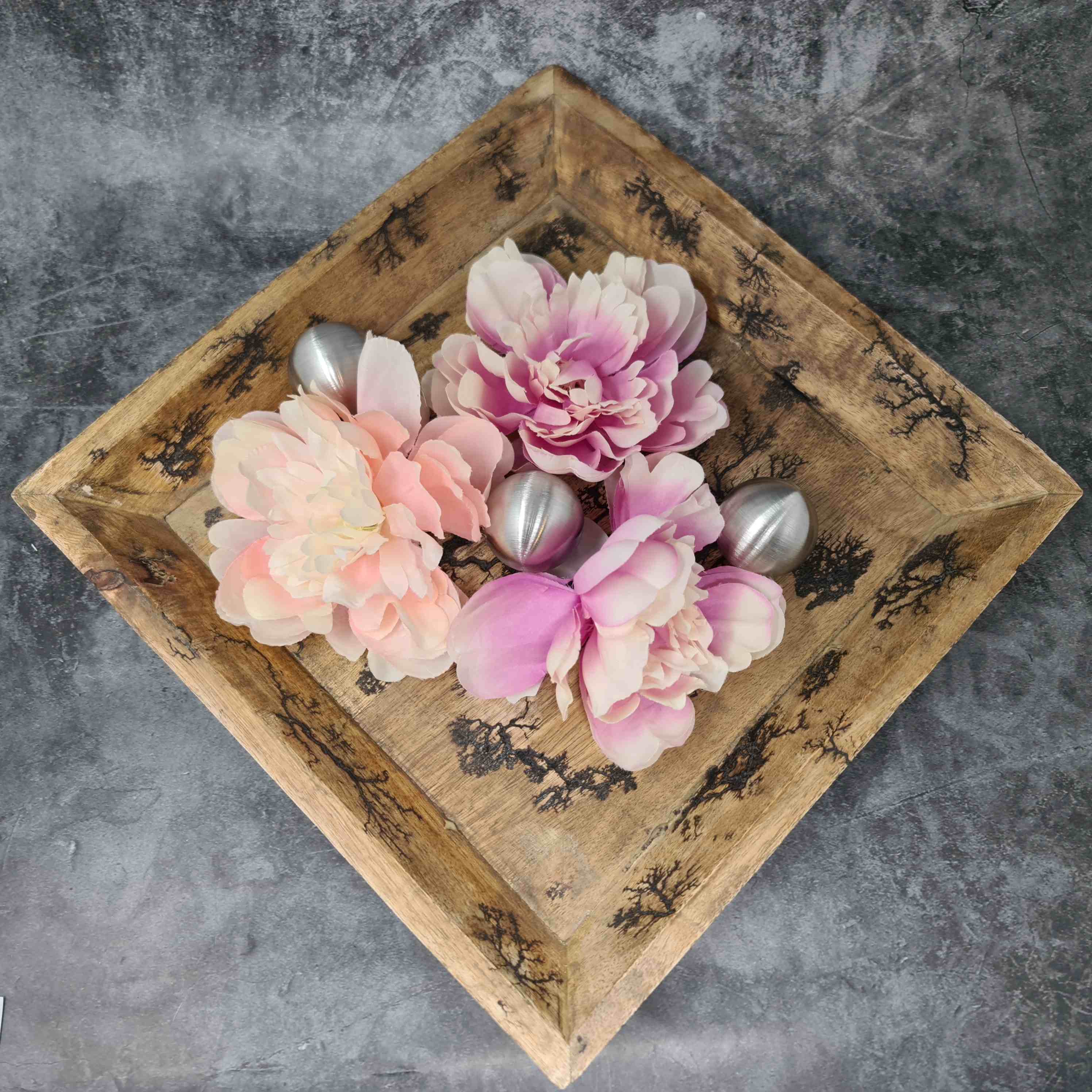 Decorative wooden bowl tray bowl brown made of mango wood 30x30 cm